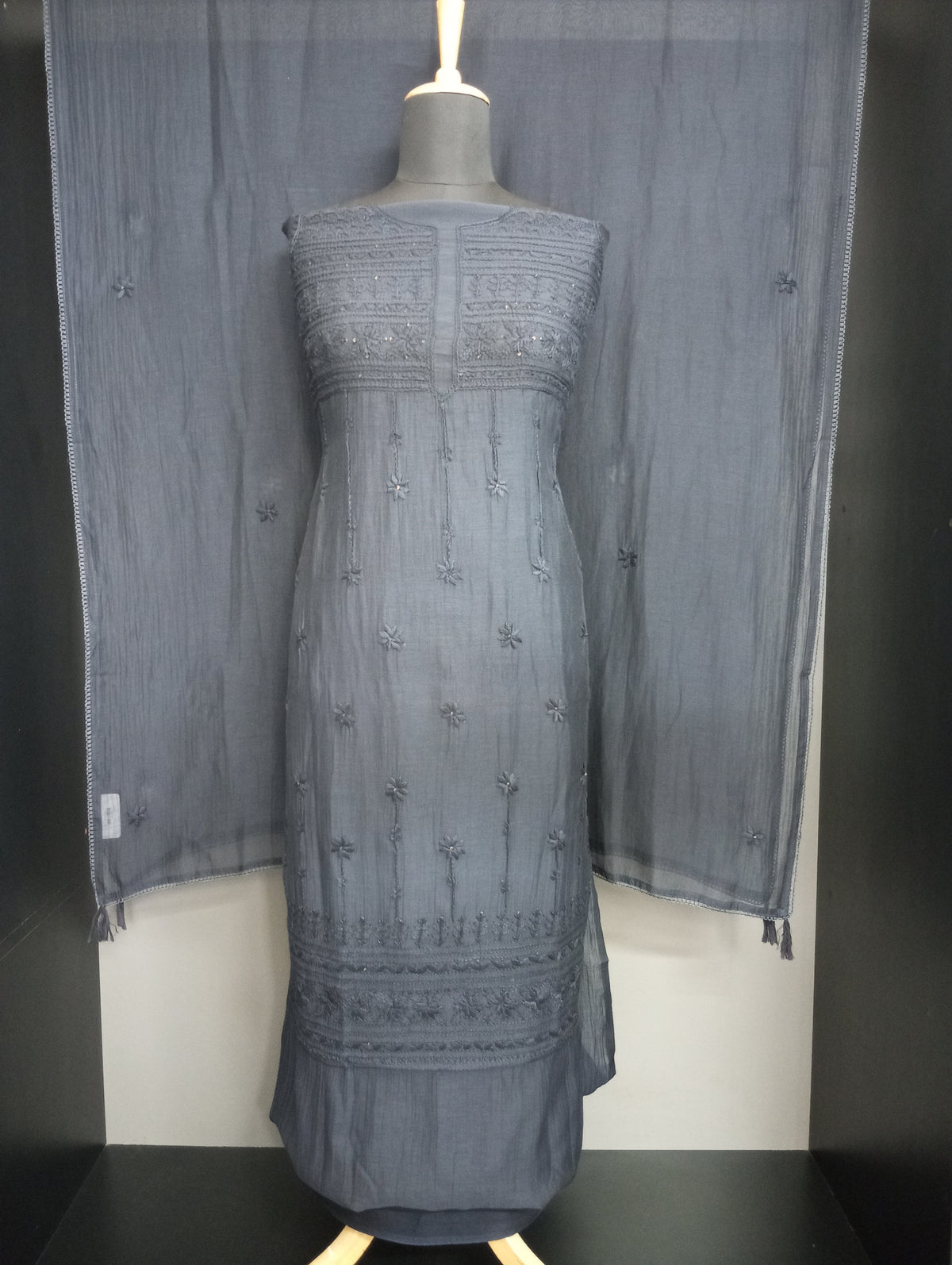 Hand Chikankari Mul Mul Chanderi Salwar Set | GFD109