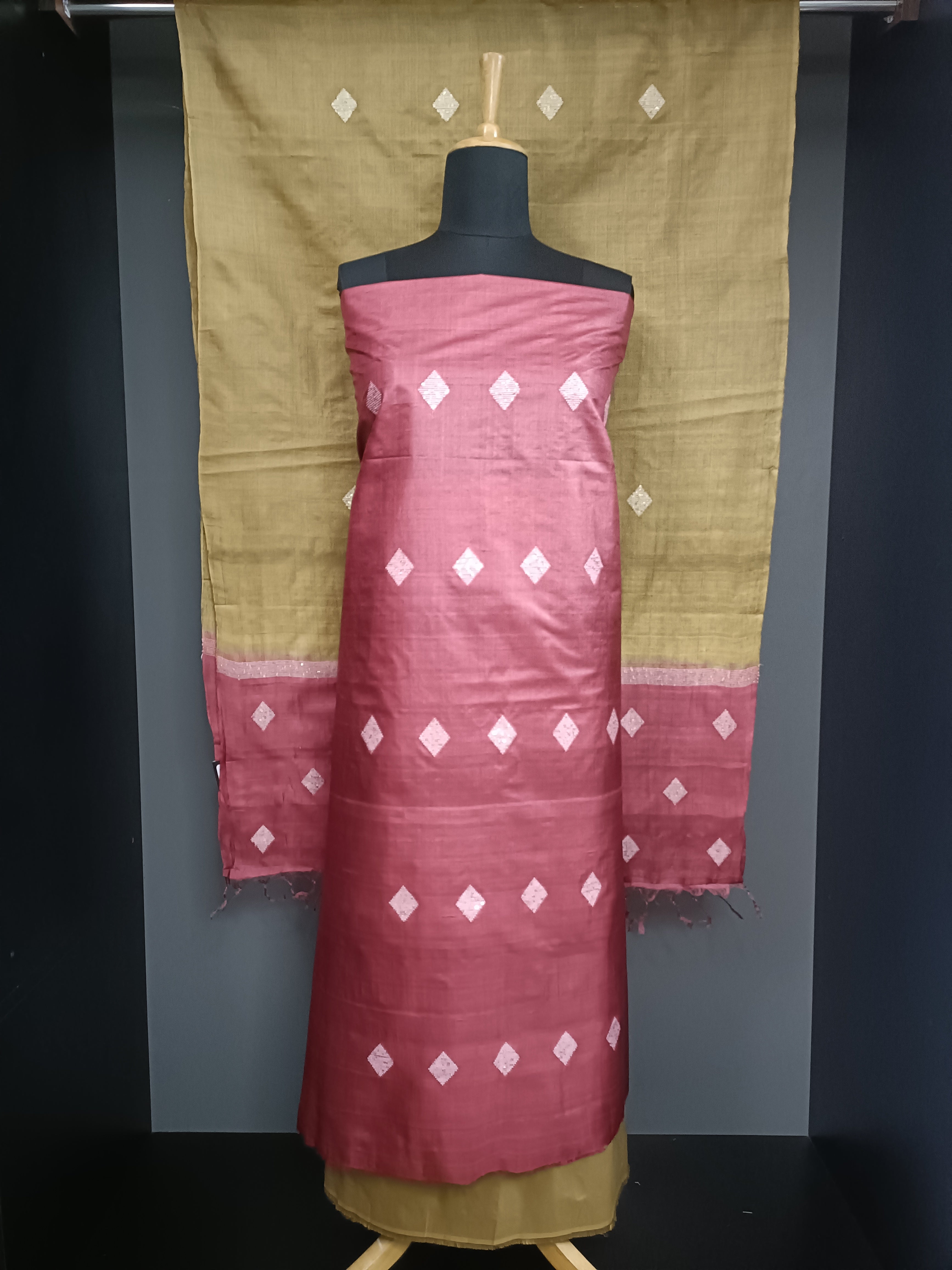 Thread Woven Pattern Desi Tussar Salwar Set | PR209