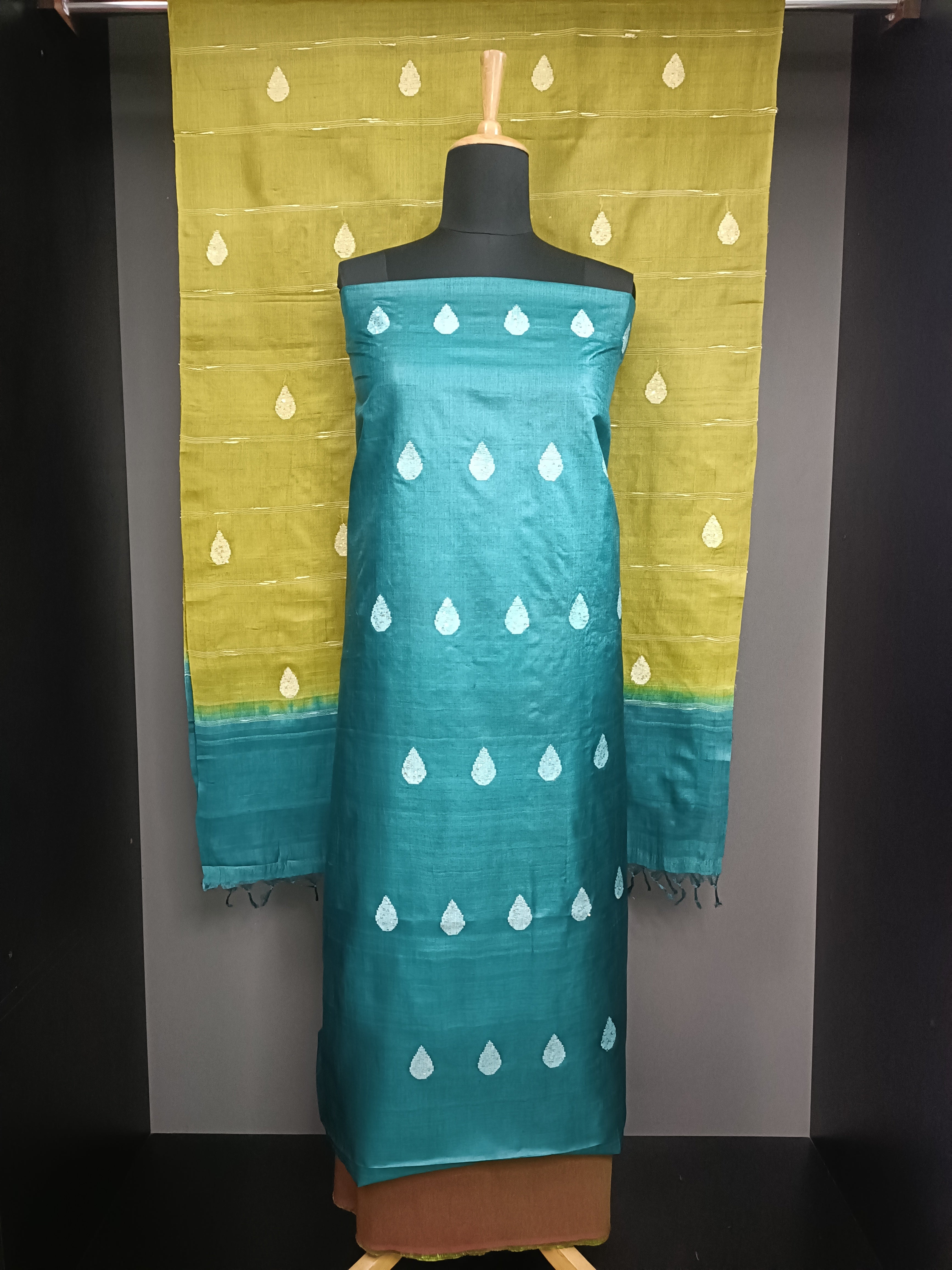 Thread Woven Pattern Desi Tussar Salwar Set | PR205