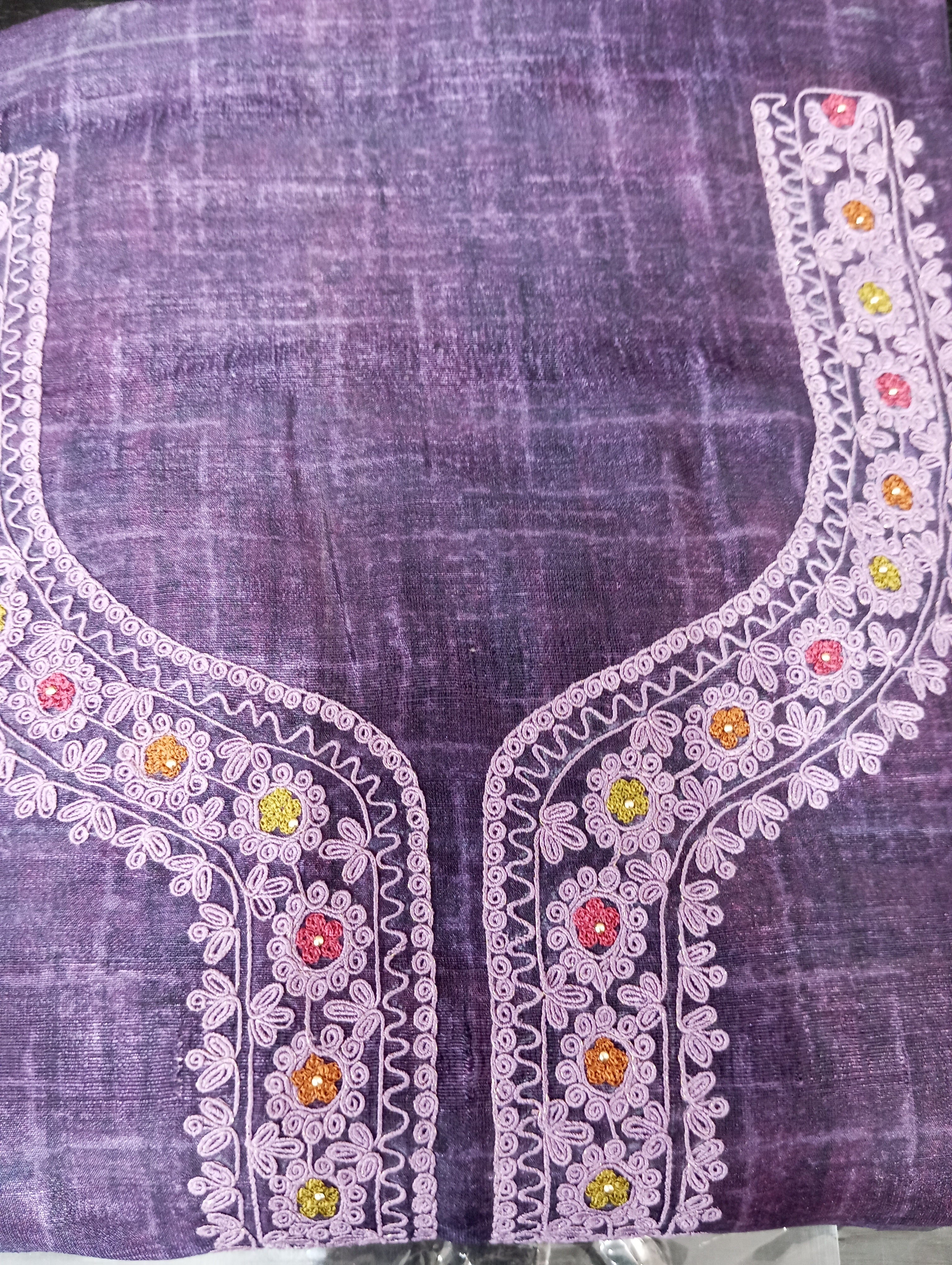 Yoke Embroidery Pattern Tussar Finish Salwar Set | KSD175