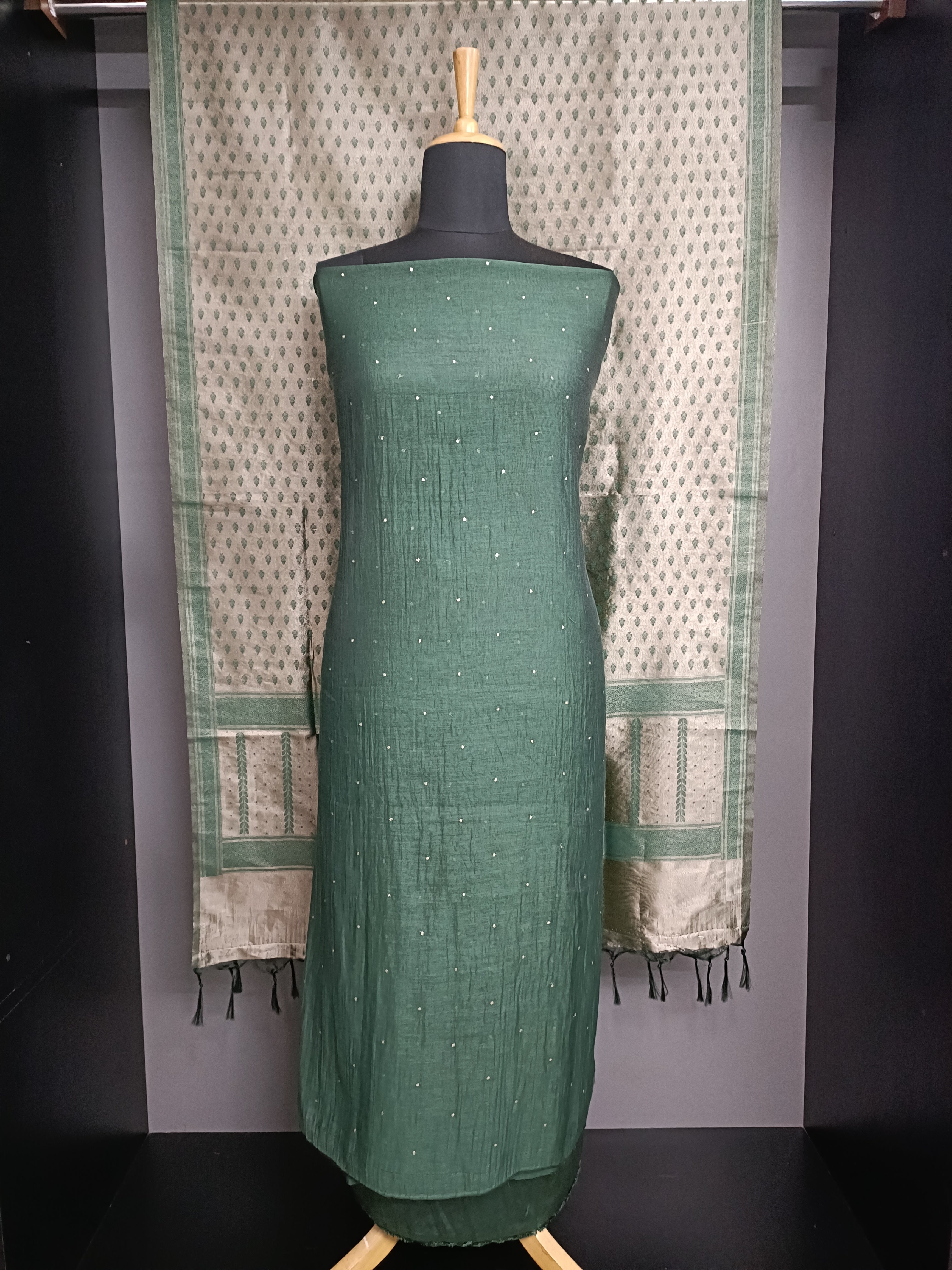 Mukesh Work Detailing Chanderi Finish Salwar Set | ACF150