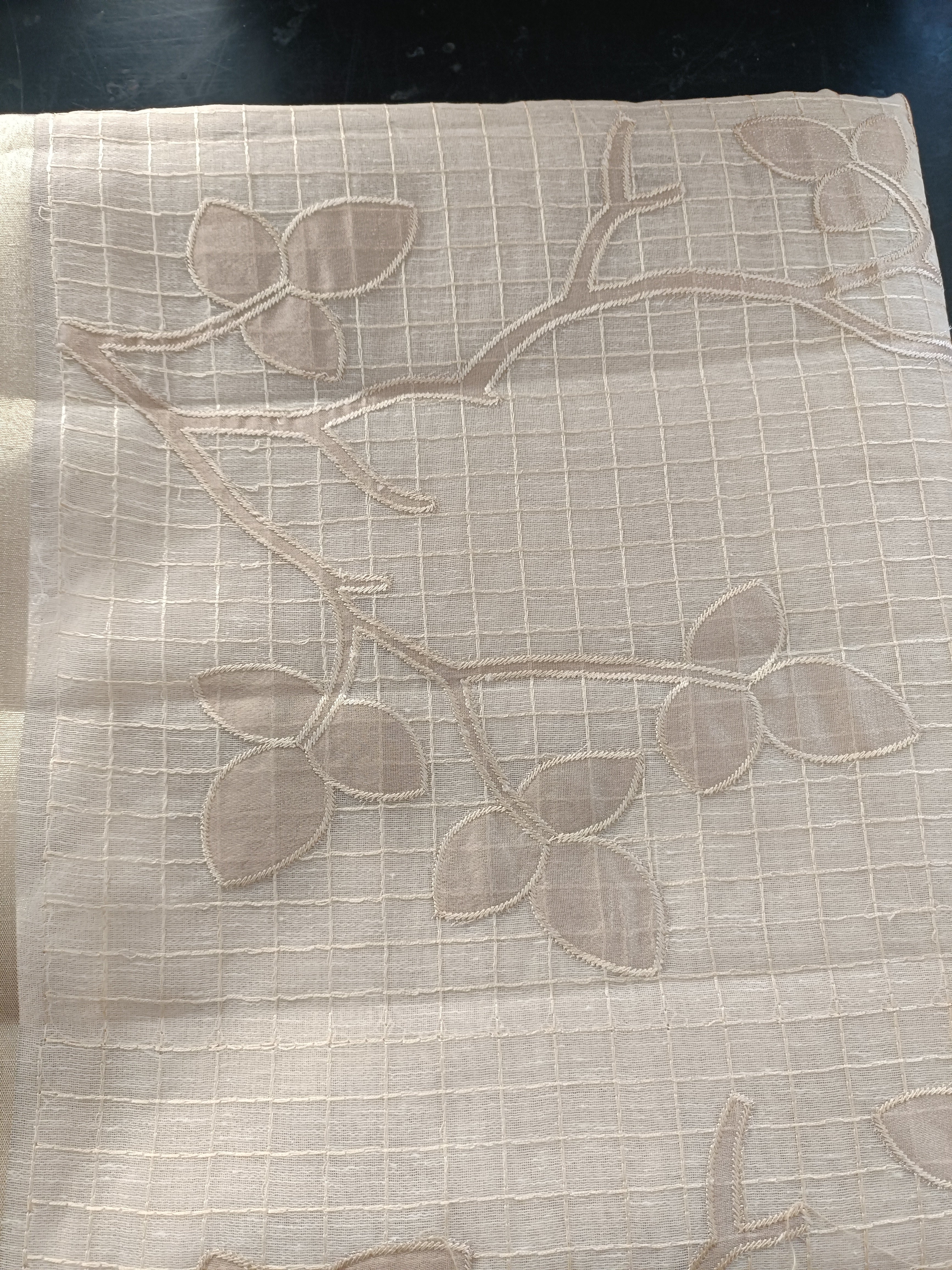 Check Patterned Linen Tissue Saree | ZSS428