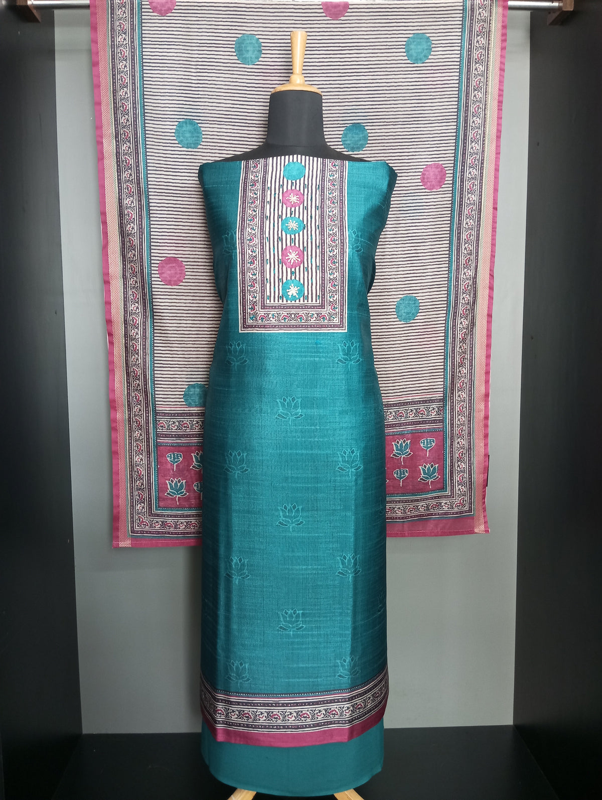 Block Printed Semi Tussar Salwar Set | SW2597
