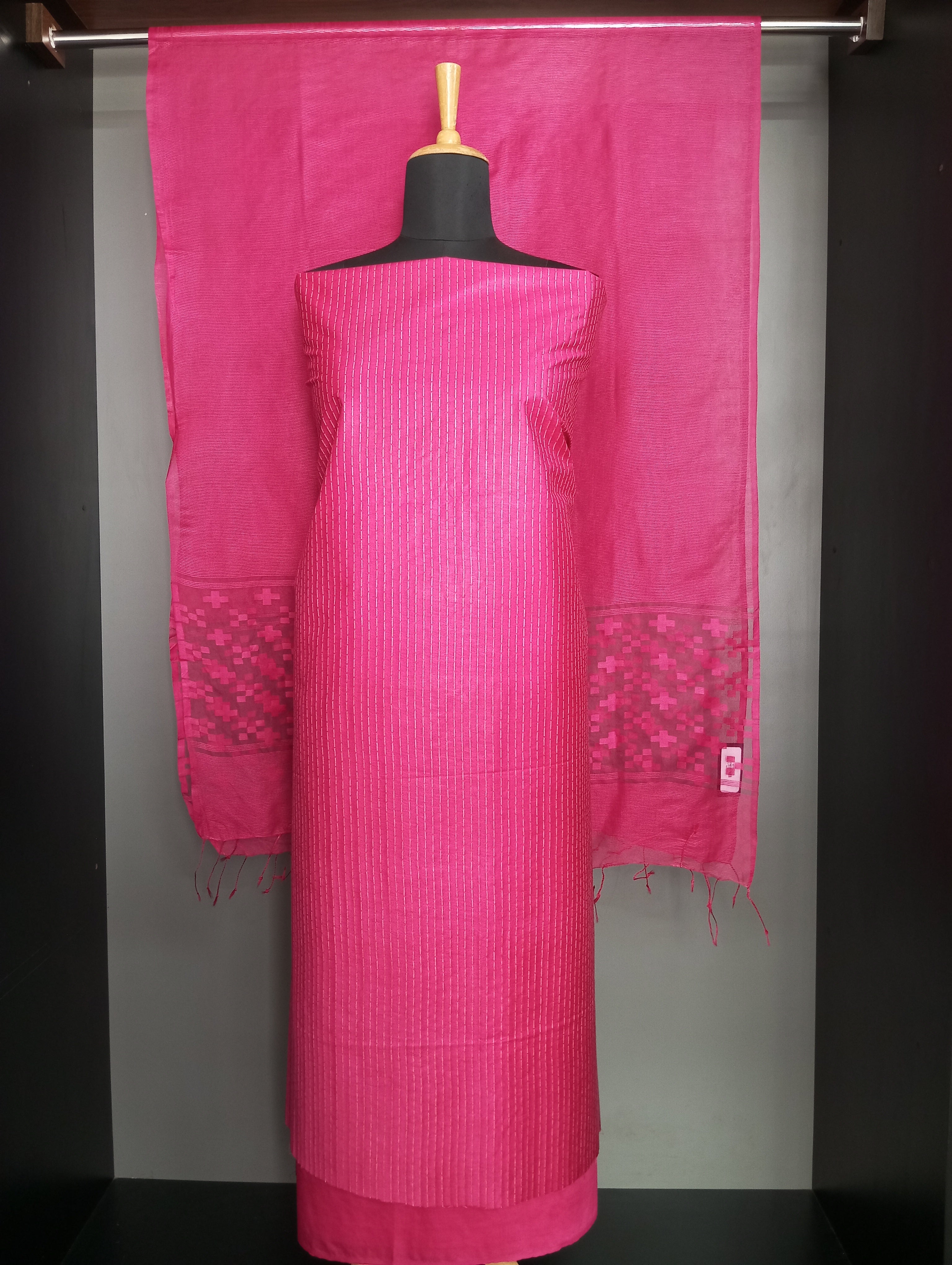 Vertical Line Pattern Semi Tussar Salwar Set | NHH660