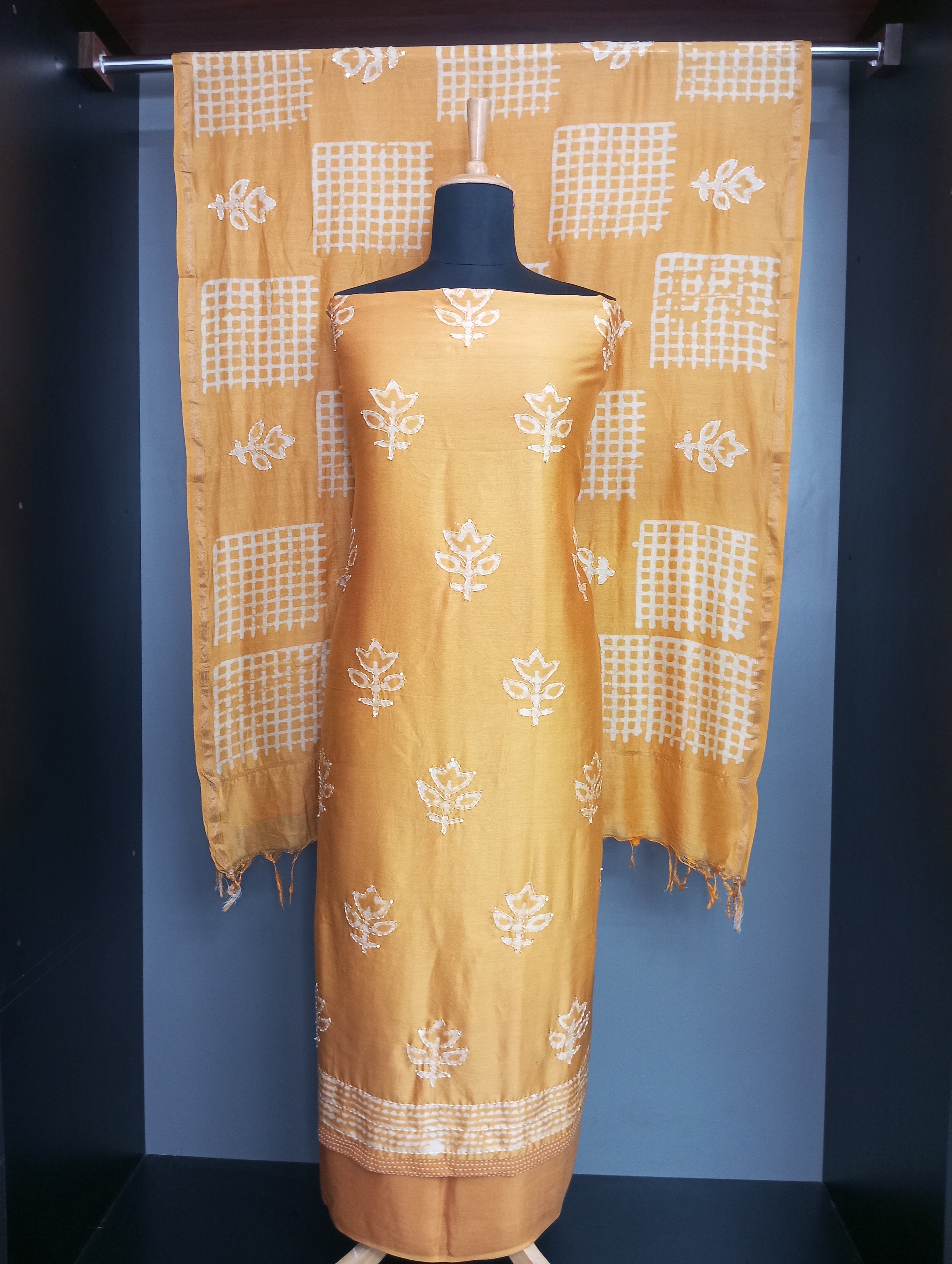 Batik Printed Silk Chanderi Salwar Set | MF250
