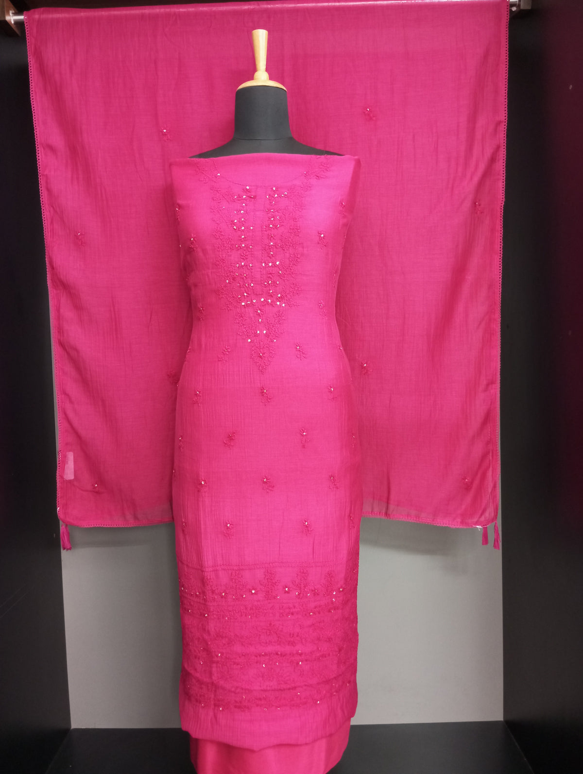 Hand Chikankari Mul Mul Chanderi Salwar Set | GFD102