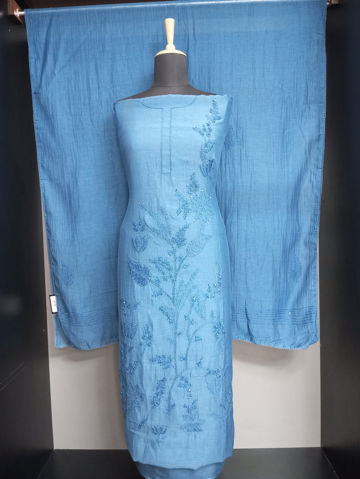 Hand Chikankari Mul Mul Chanderi Salwar Set | GFD106