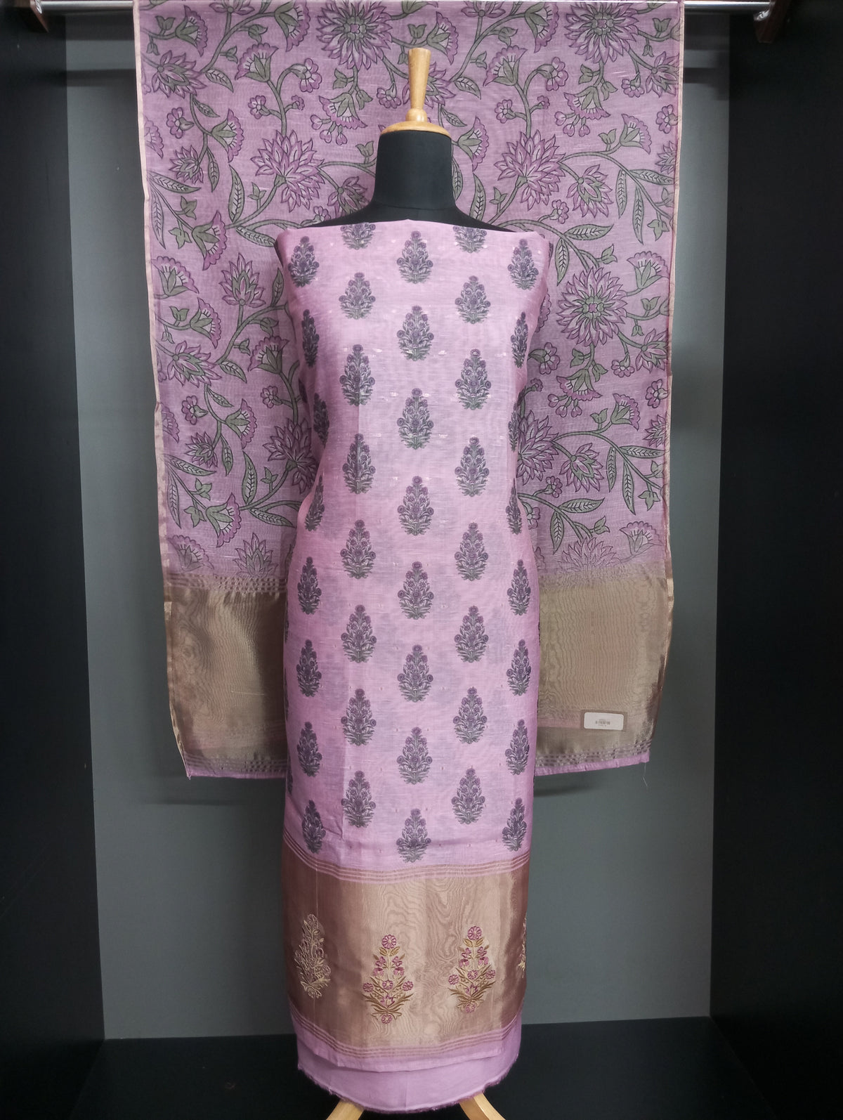 Block Printed Semi Chanderi Salwar Set | SW2526