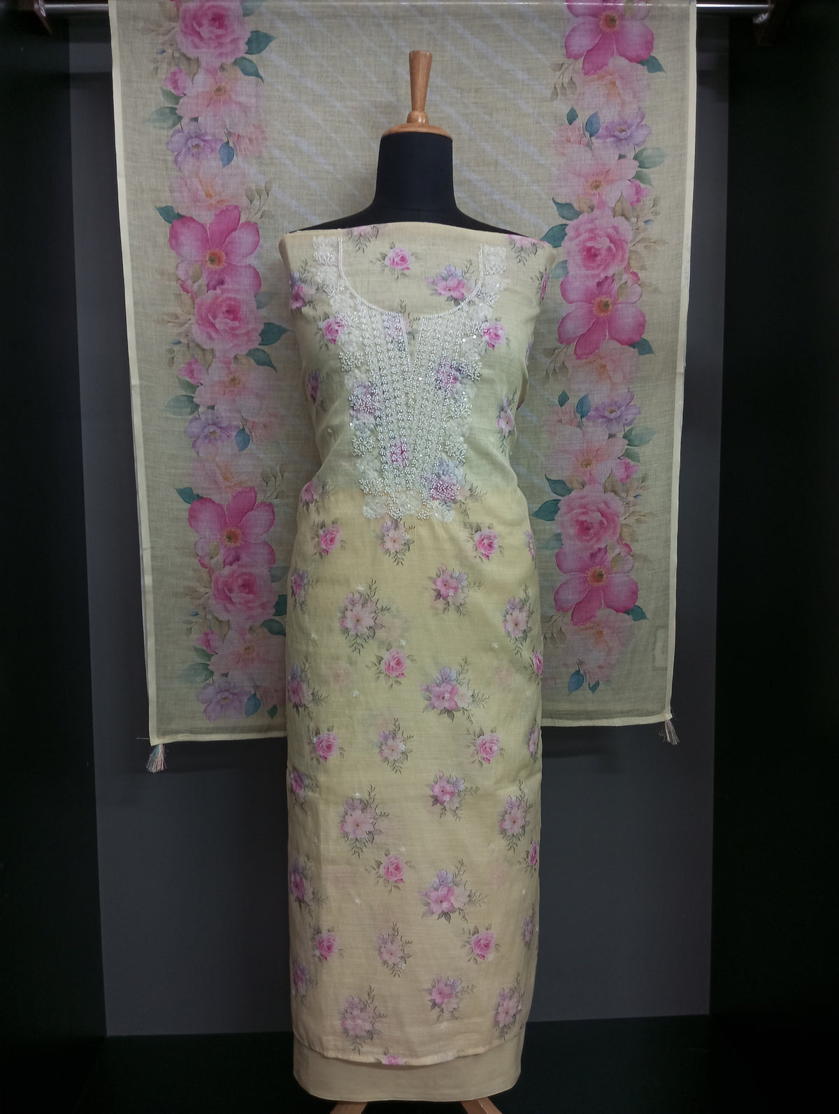 Floral Printed Linen Cotton Salwar Set | SW2550