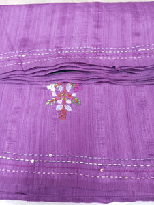 Floral Embroidered Tussar Finish Saree | RP695