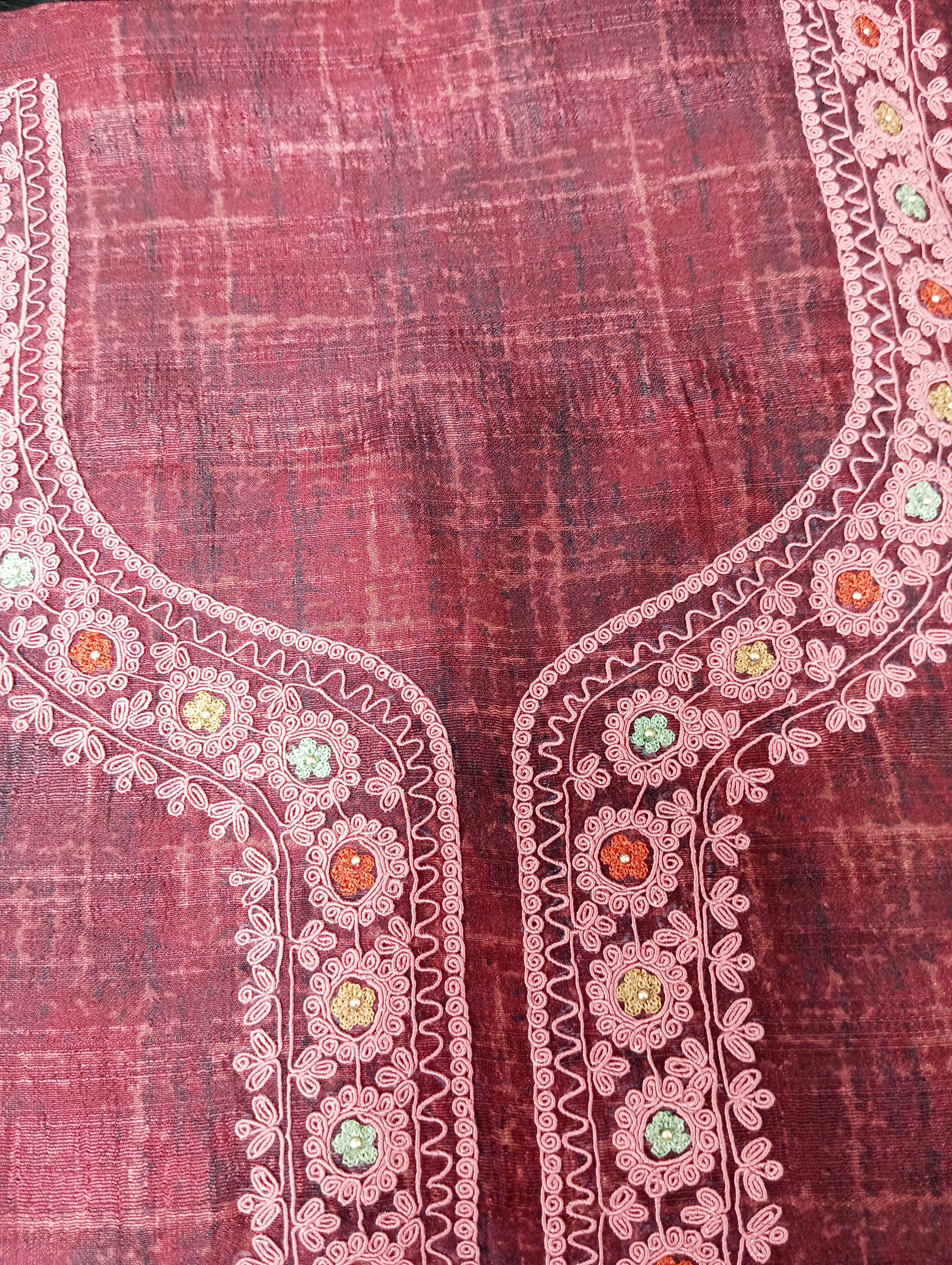 Yoke Embroidery Pattern Tussar Finish Salwar Set | KSD176
