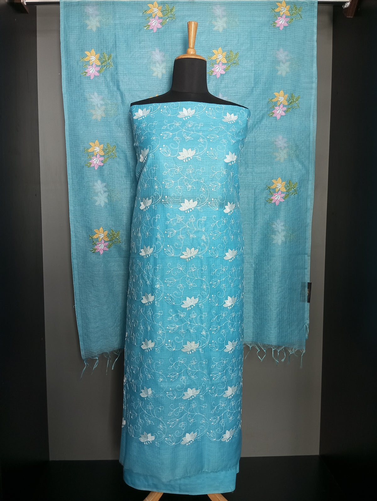 Floral Embroidery Design Silky Kota Salwar Set | NHH689