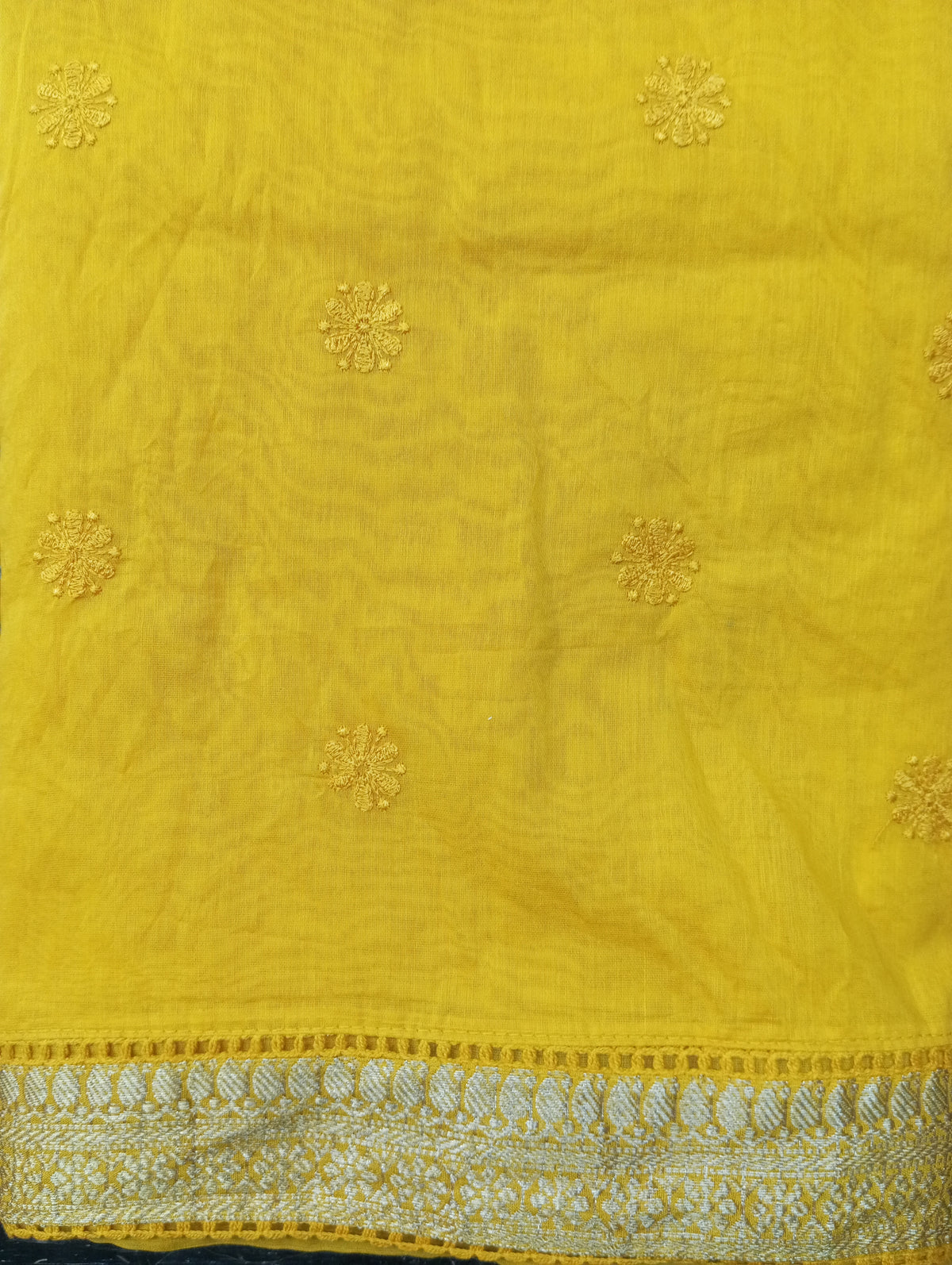 Lucknowi Embroidery Border Pattern Chanderi Saree |  MM670