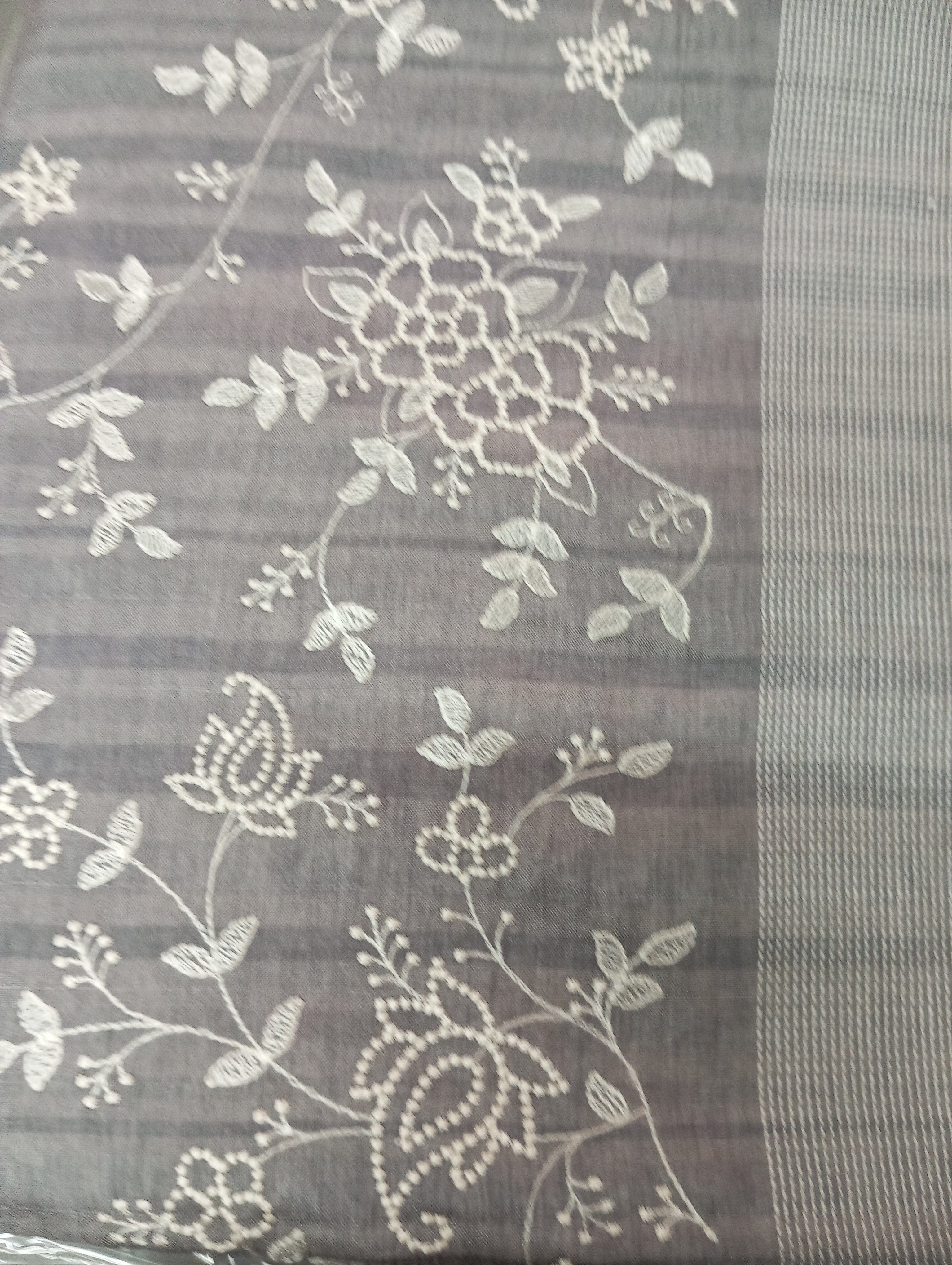 Point Embroidered Tussar Saree | SUN816