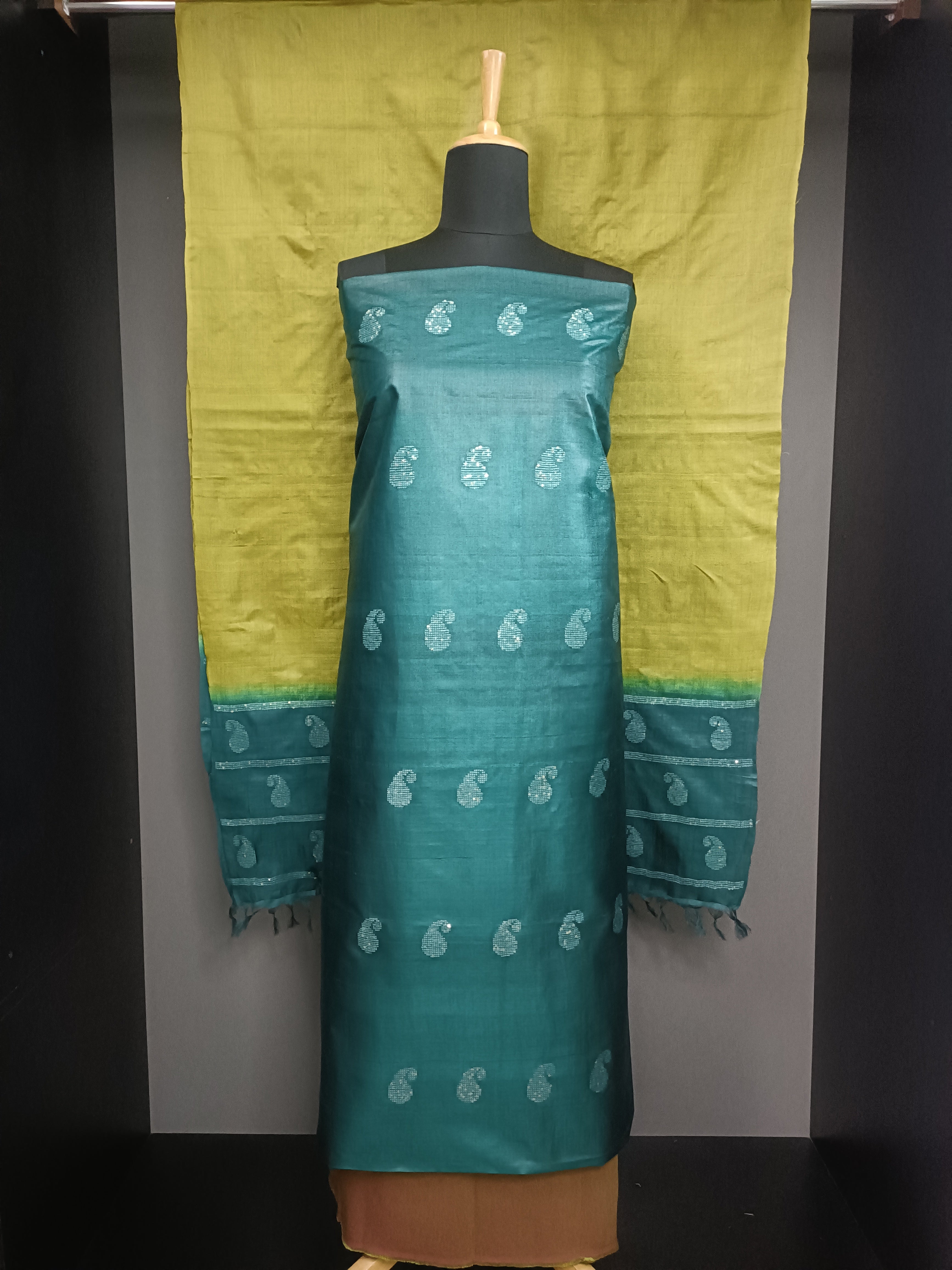 Thread Woven Pattern Desi Tussar Salwar Set | PR199