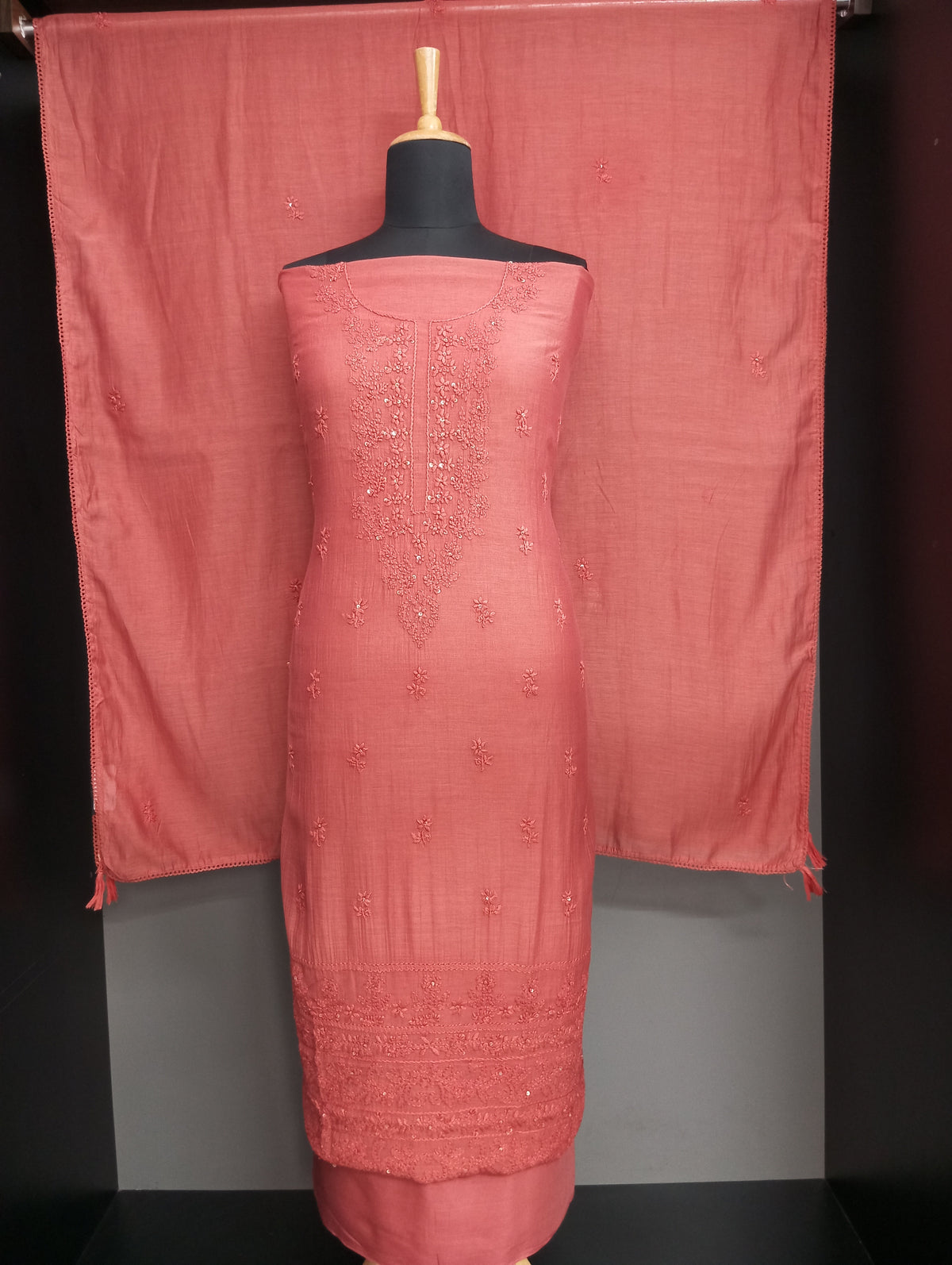 Hand Chikankari Mul Mul Chanderi Salwar Set | GFD101