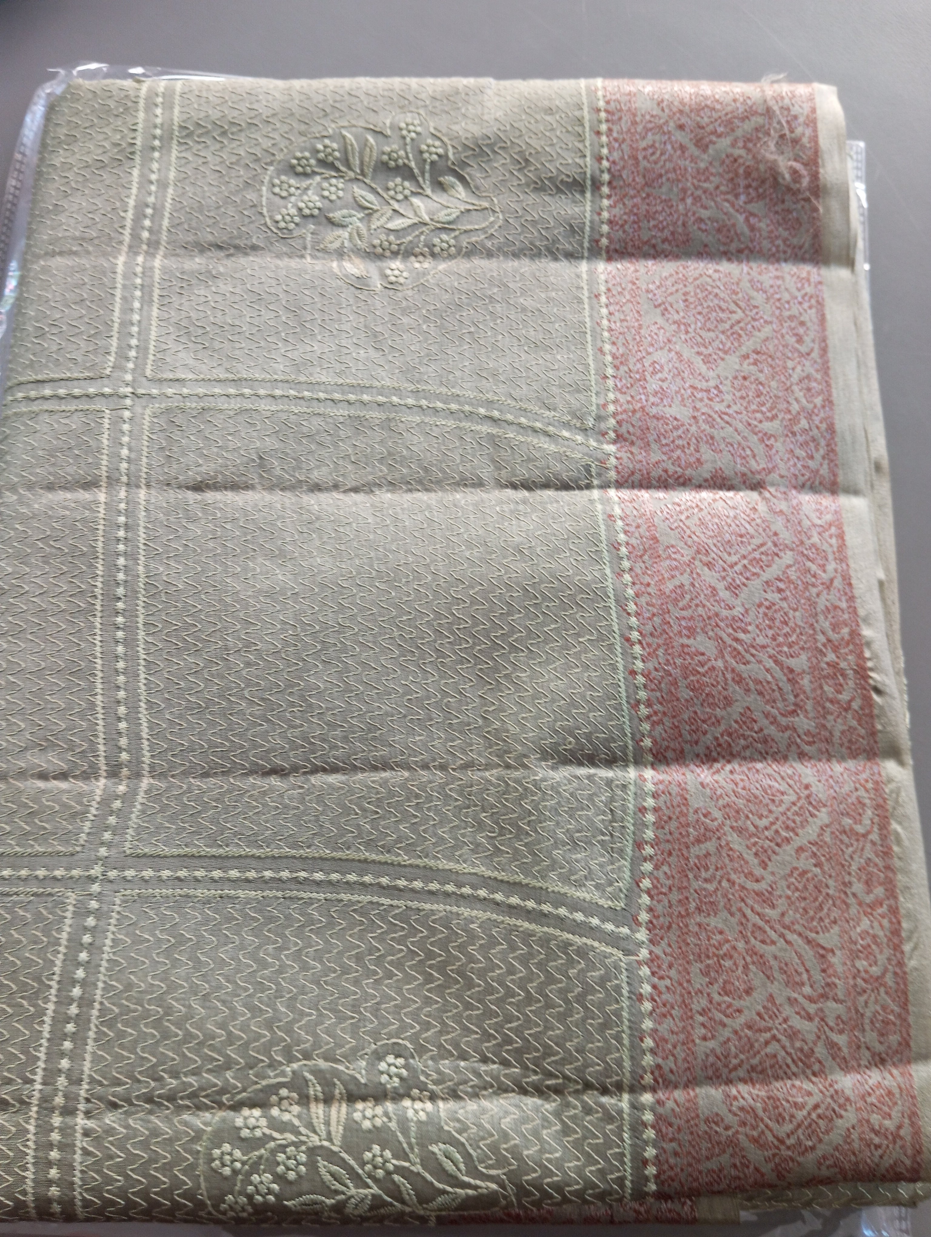 Check Patterned Embroidered Tussar Saree | ZSS105
