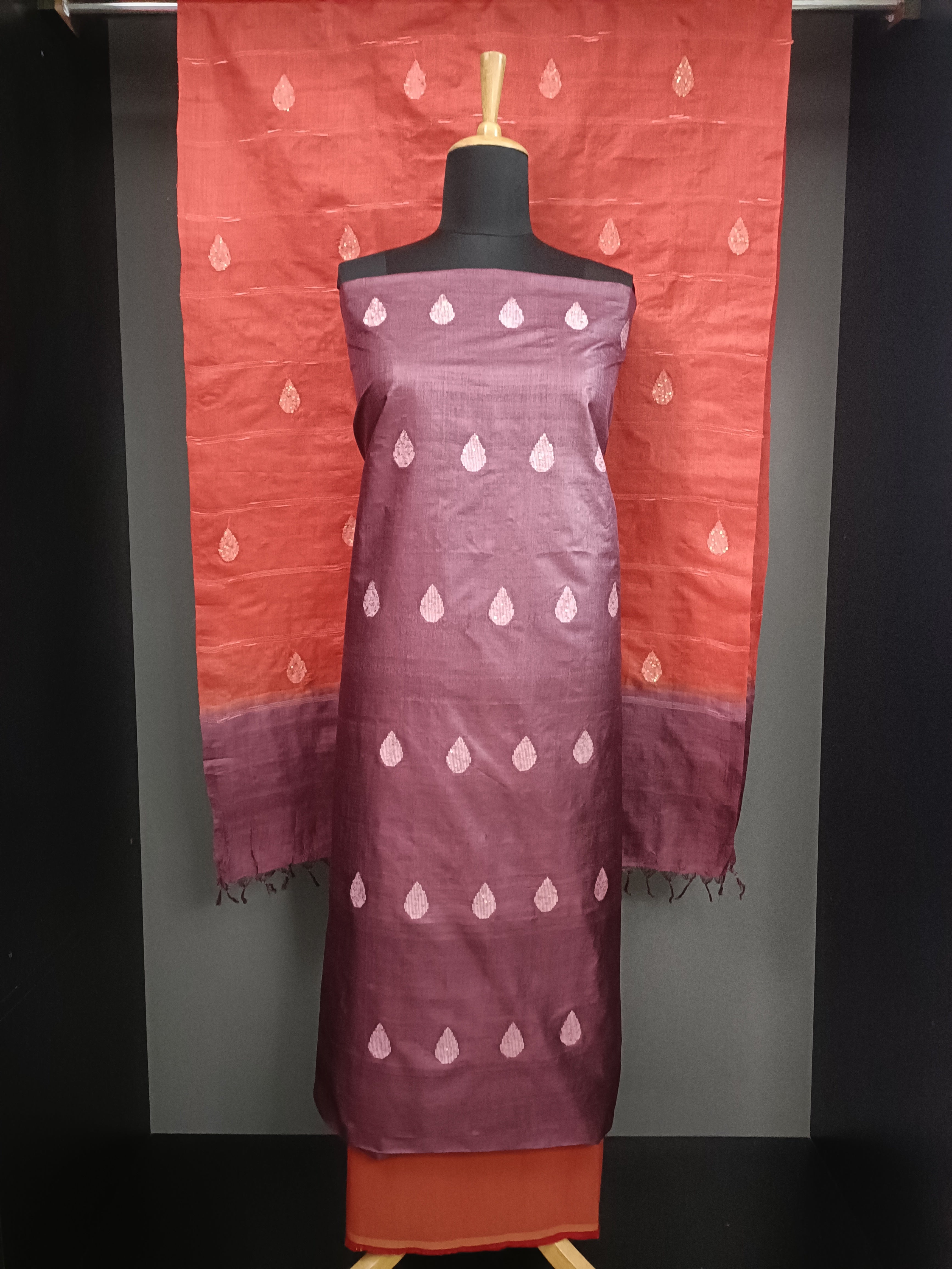 Thread Woven Pattern Desi Tussar Salwar Set | PR206