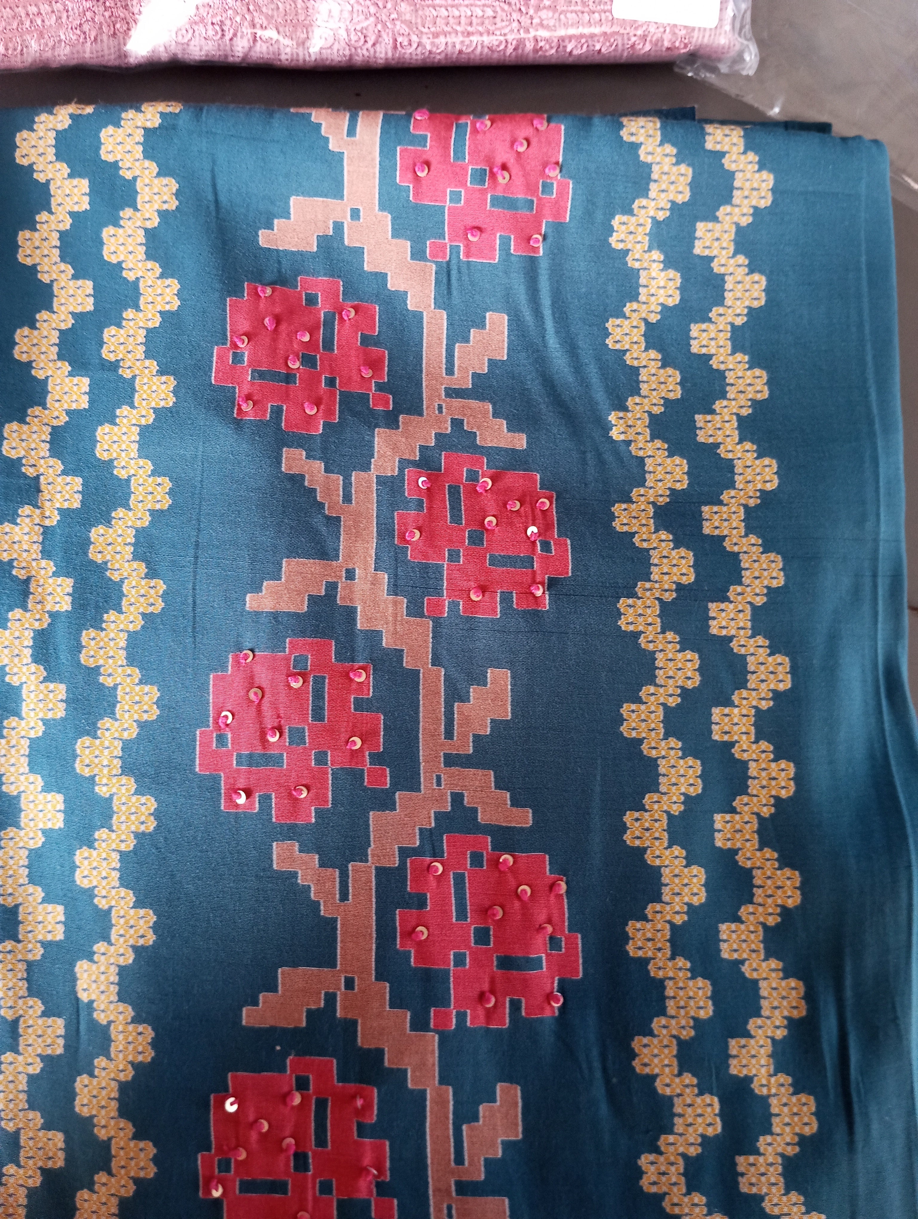 Geometric Pattern Floral Printed Cotton Blend Salwar Set | SW2462