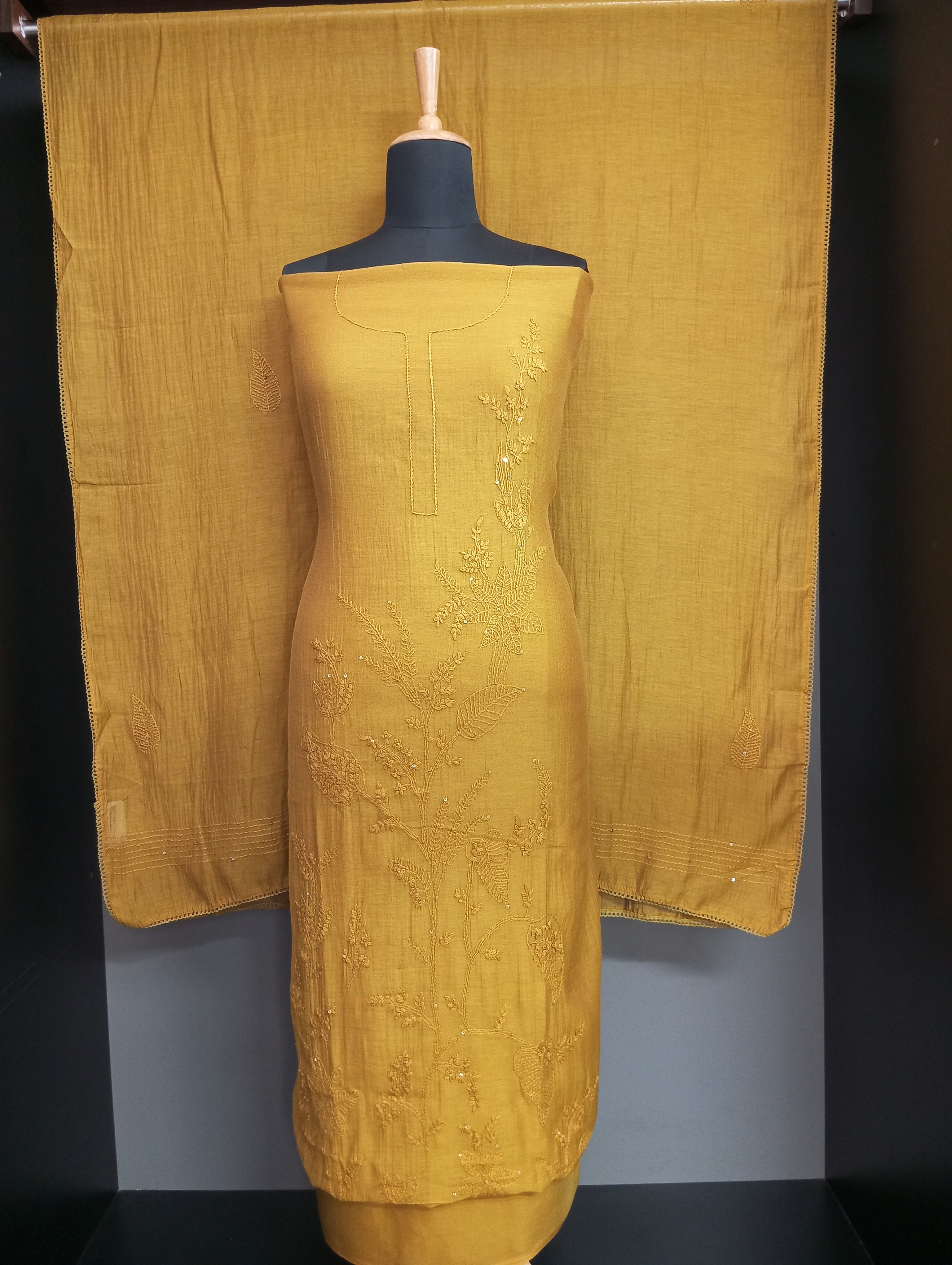 Hand Chikankari Mul Mul Chanderi Salwar Set | GFD105