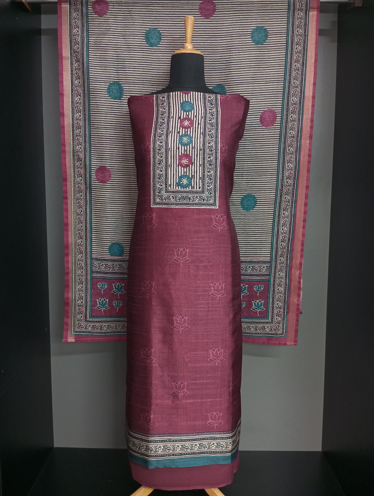 Block Printed Semi Tussar Salwar Set | SW2599