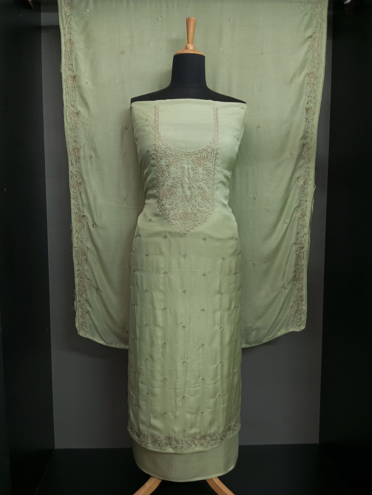 Machine Embroidered Chinon Salwar Set | SW2558