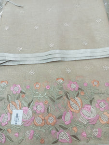 Machine Embroidery Tissue Saree | SHC155