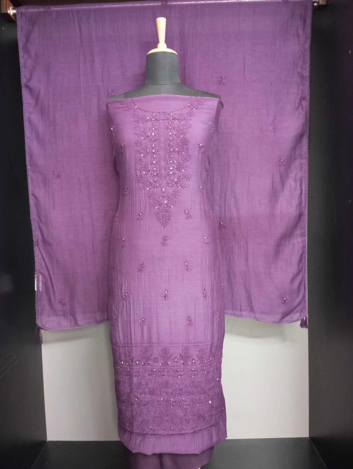 Hand Chikankari Mul Mul Chanderi Salwar Set | GFD103