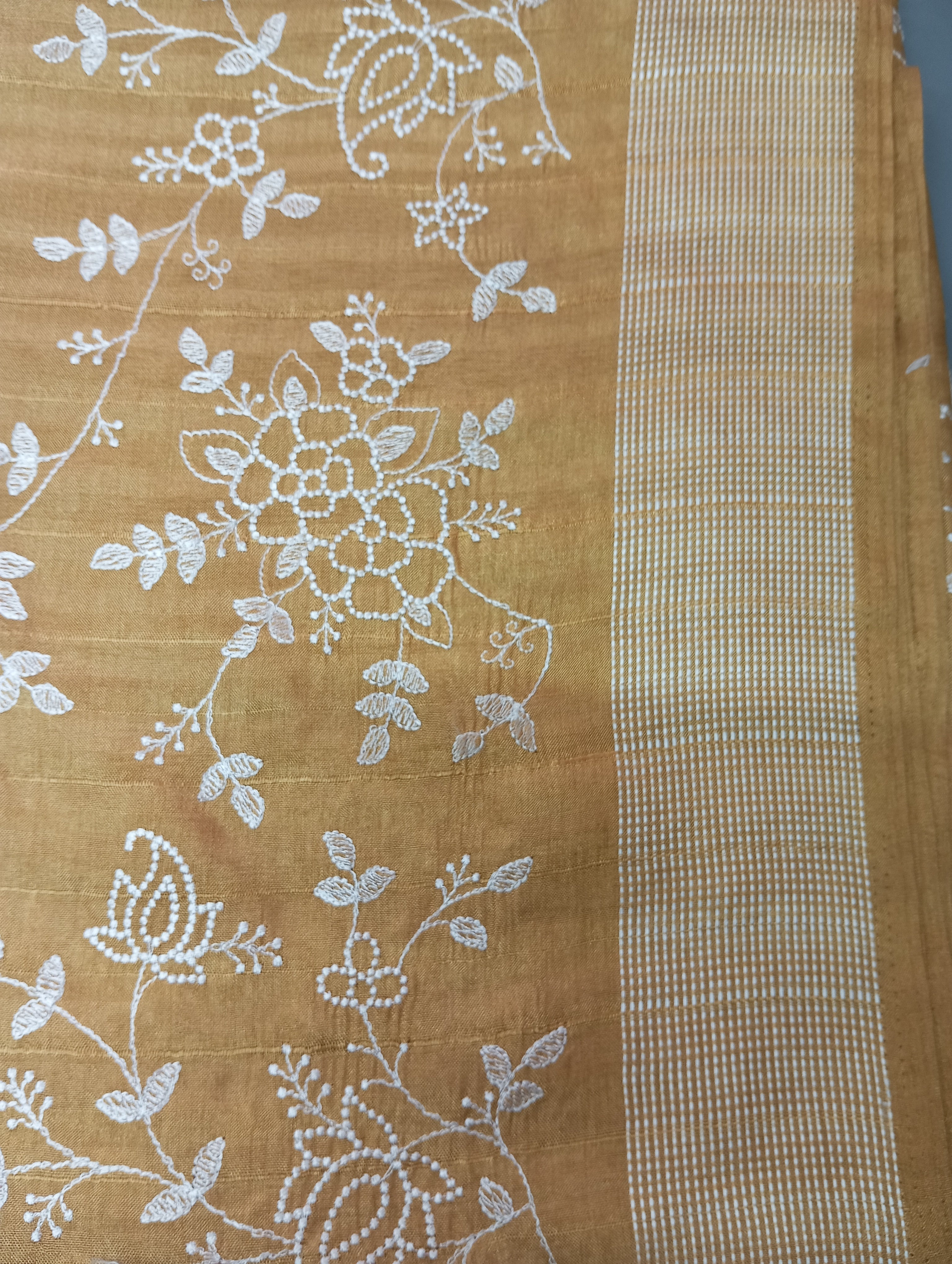 Point Embroidered Tussar Saree | SUN815