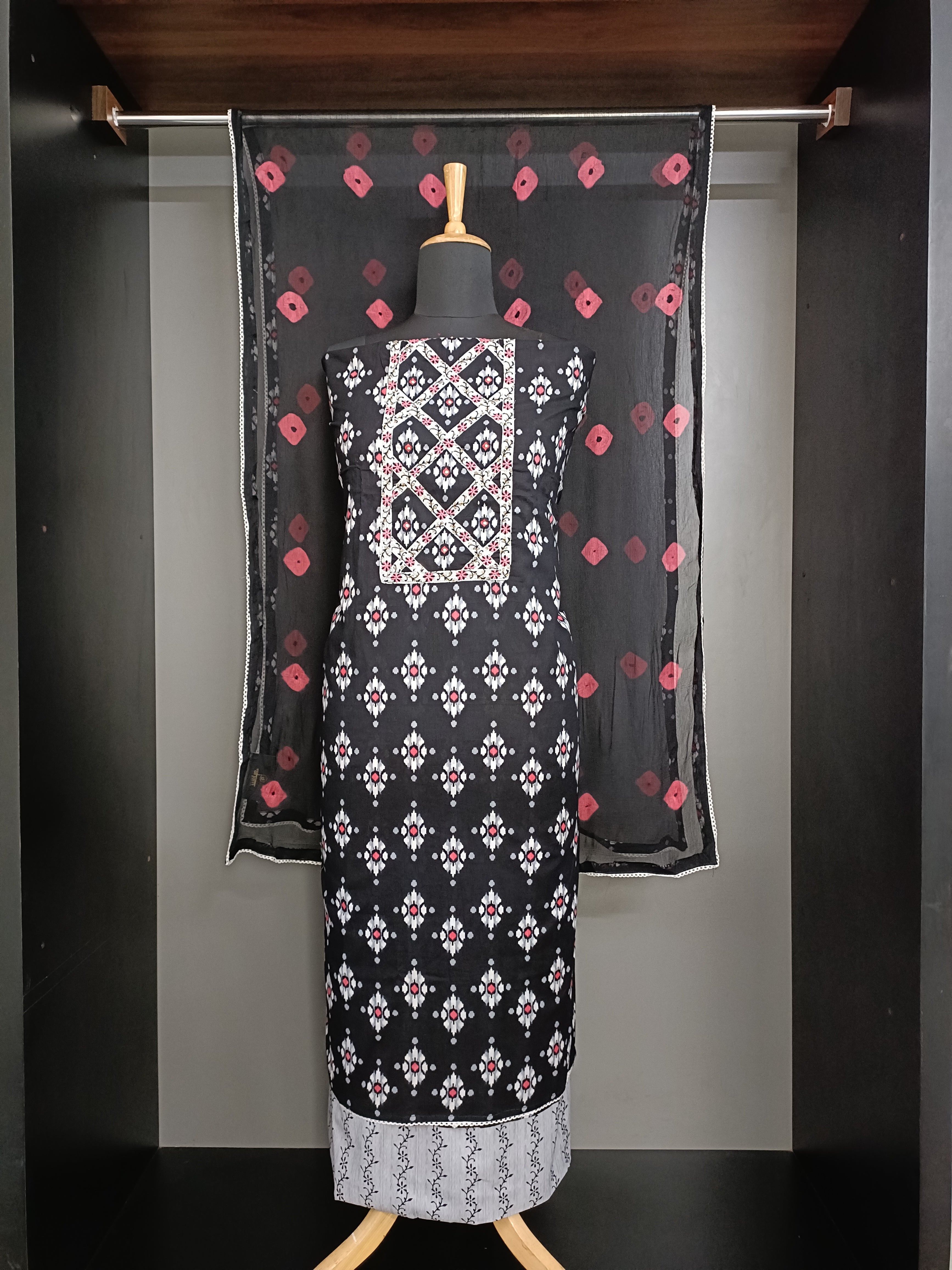 Ikkat Printed Pattern Soft Cotton Salwar Set | ACF104