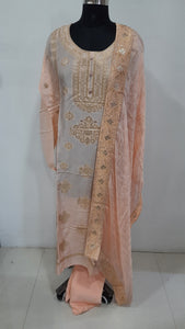 Peach color printed muslin salwar set | SW571  NEW CODE : SW1154C