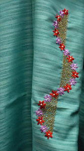 Blue colour geecha finished semi silk kurtha material | UNSTITCHED | DN220