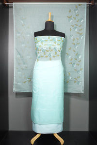 Hand Painted Teal  Colour  Organza Salwar Set  | SW1338