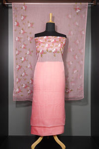 Hand Painted Peach Colour Organza Salwar Set | SW1336