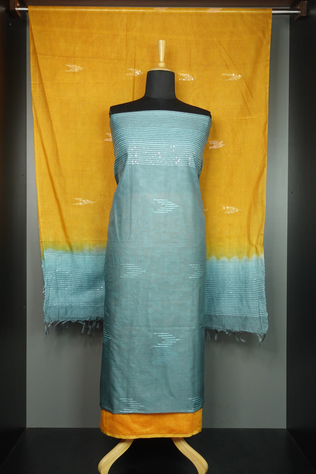 Blue Sequence Weaved Salwar Set | ACT848
