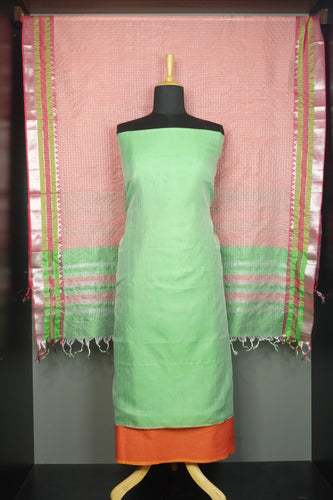 Green and peach color combination mangalgiri silk salwar set | SMF104