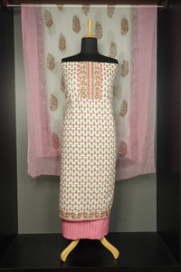 Pink Peach Hand Block Printed Cotton Salwar Set | AF564