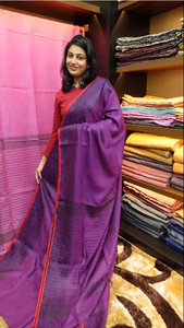 Jamdani weave soft linen sarees | MRD235