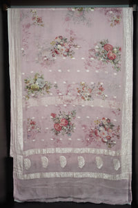 Goergette Banarasi Saree with Floral Prints | JCL603