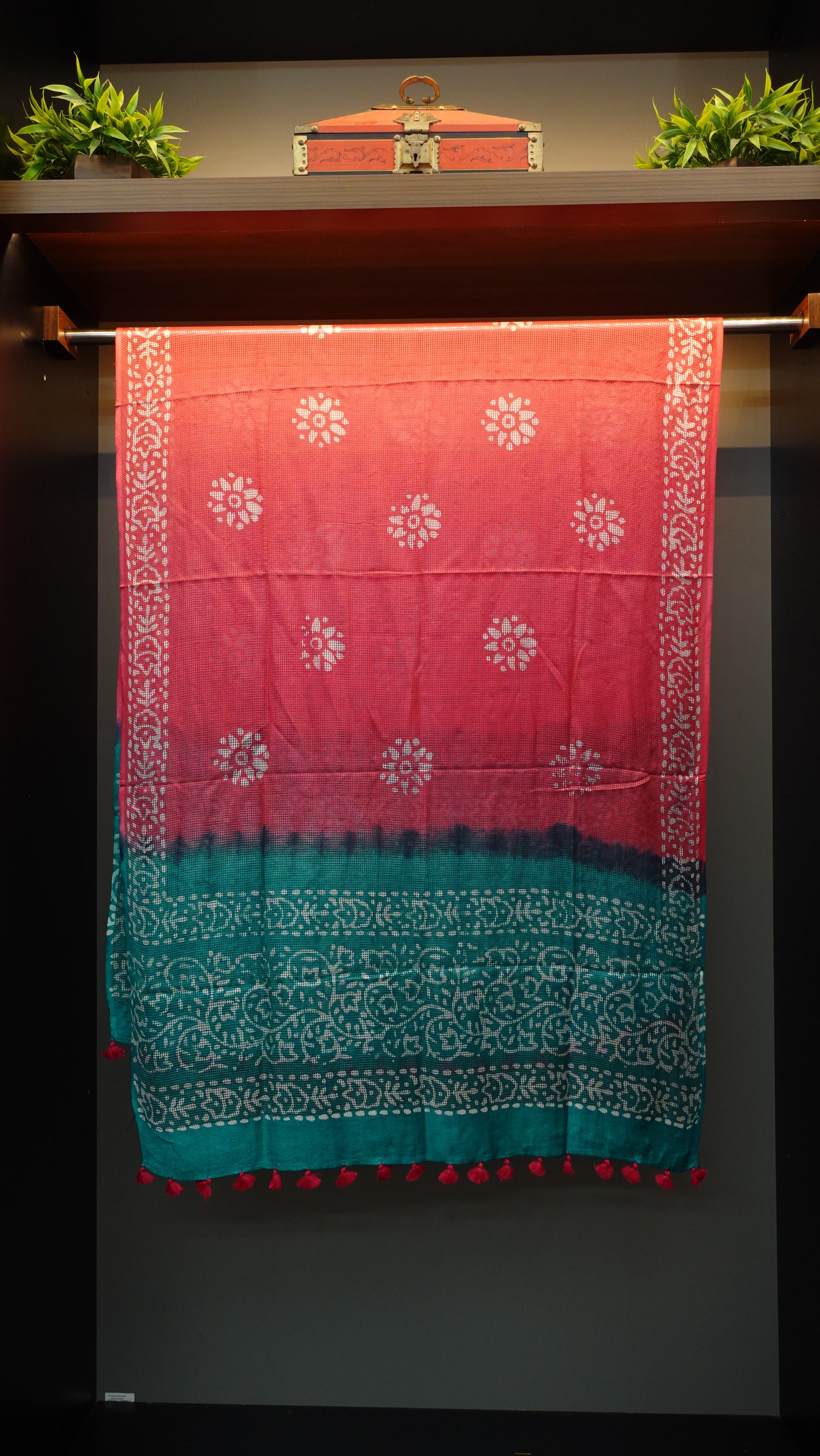 Block printed muga check kota dupattas | SS856