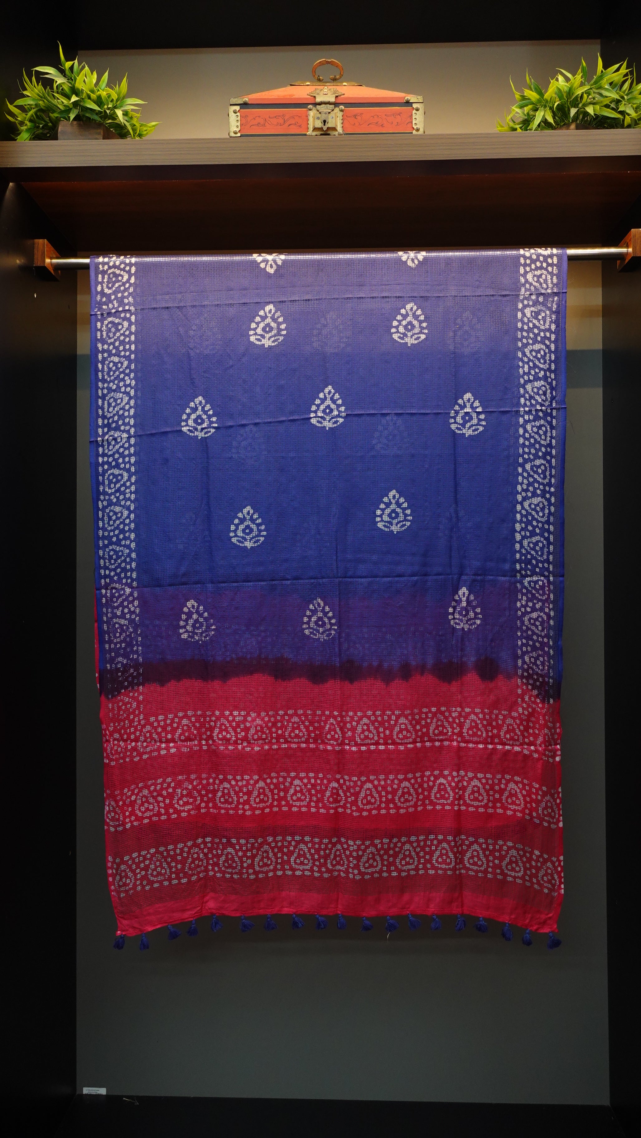 Block printed muga check kota dupattas | SS856