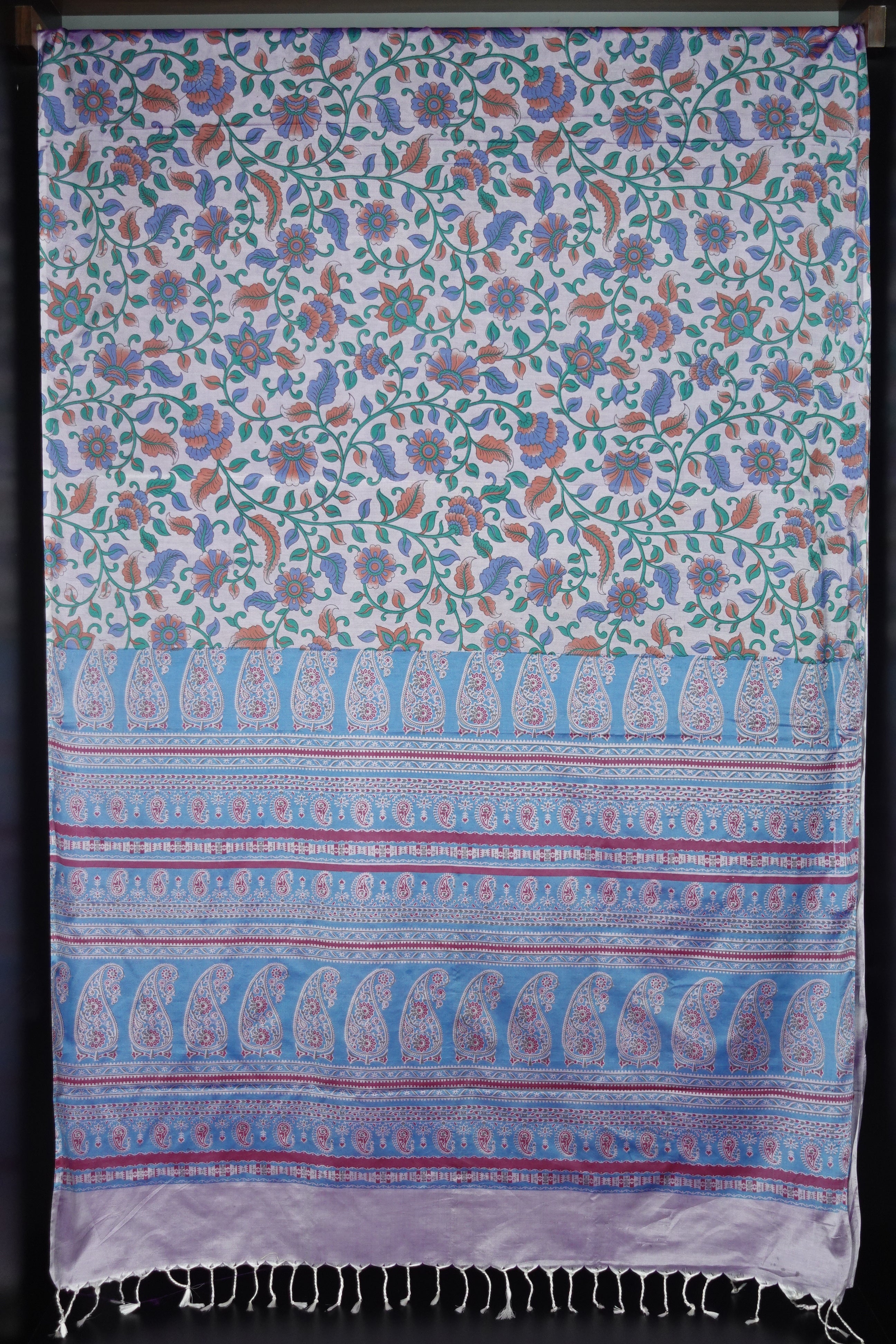 Kalamkari Pattern Screen Printed Semi Silk Sarees | ACSN102