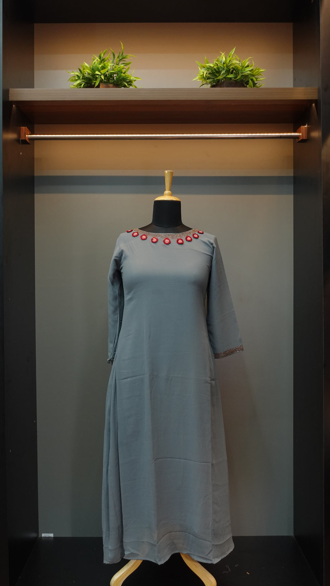 Grey colour georgette A-Line kurtha | NI133
