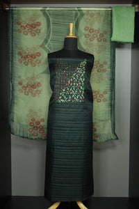 Embroidered Geecha Finish Semi Silk Salwar Sets | HY187