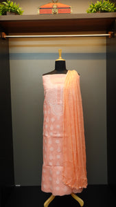 Pink & Peach Colour Combination Hand Embroidered Cotton Chikankari Salwar Sets | SR287
