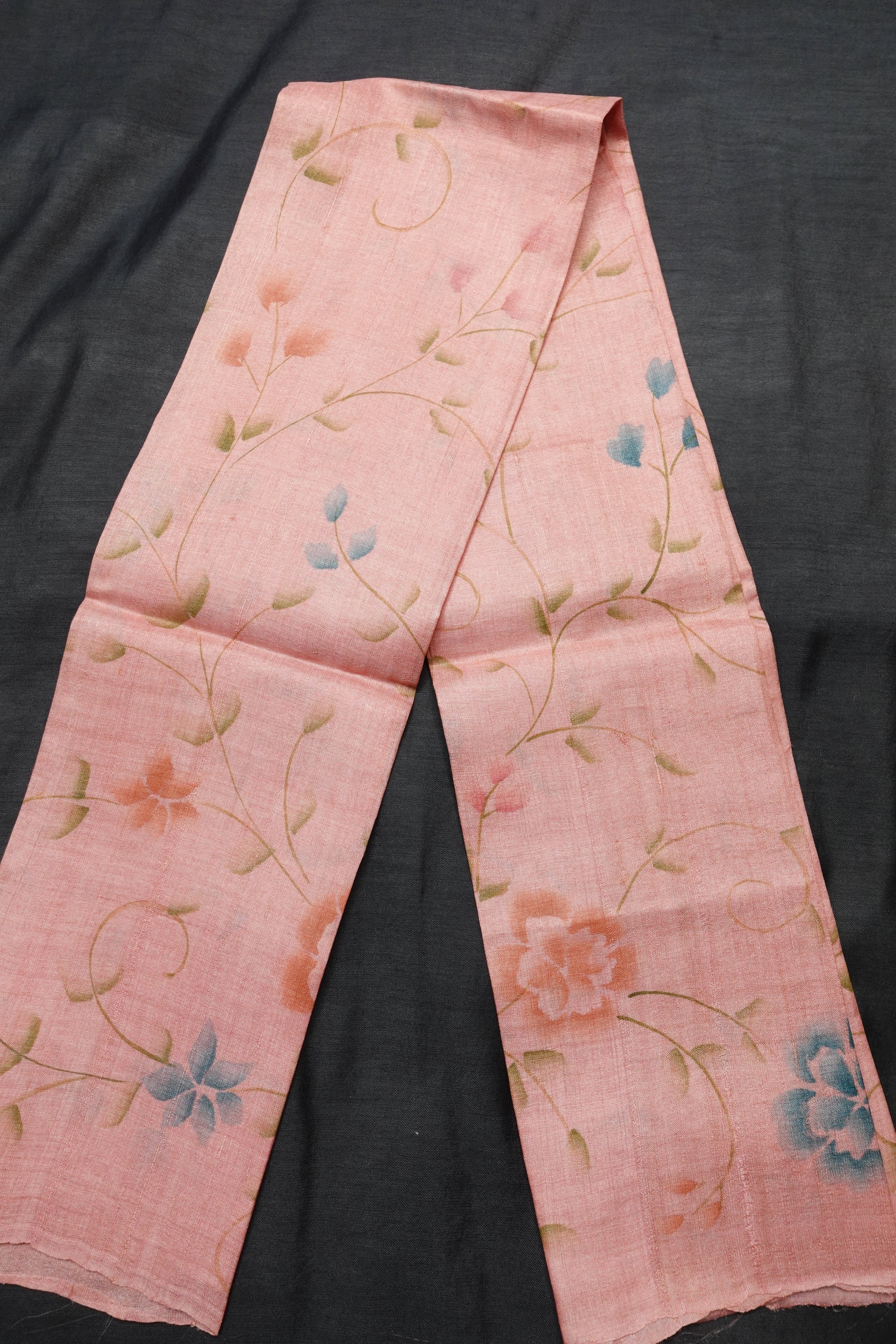 Floral Painted Tussar Blouse Materials | SBS434