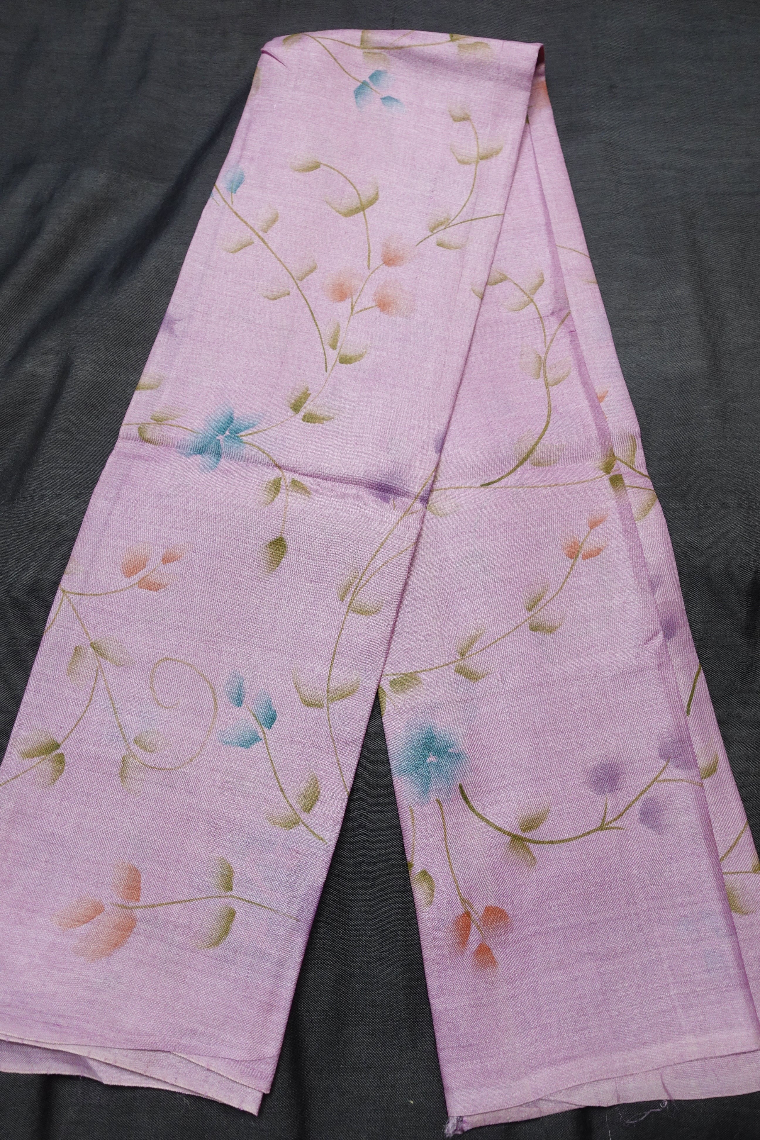 Floral Painted Tussar Blouse Materials | SBS434