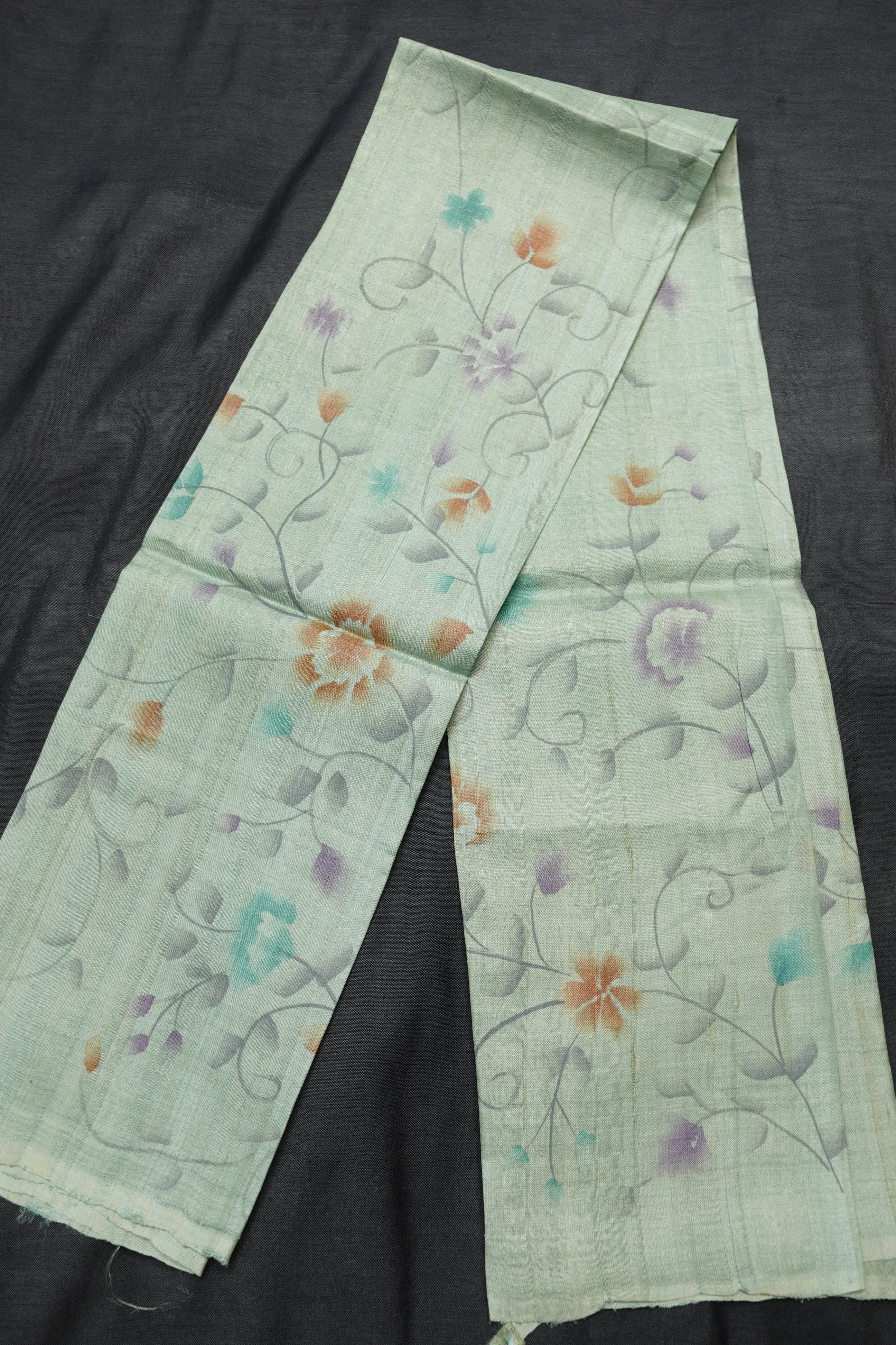 Floral Painted Tussar Blouse Materials | SBS434