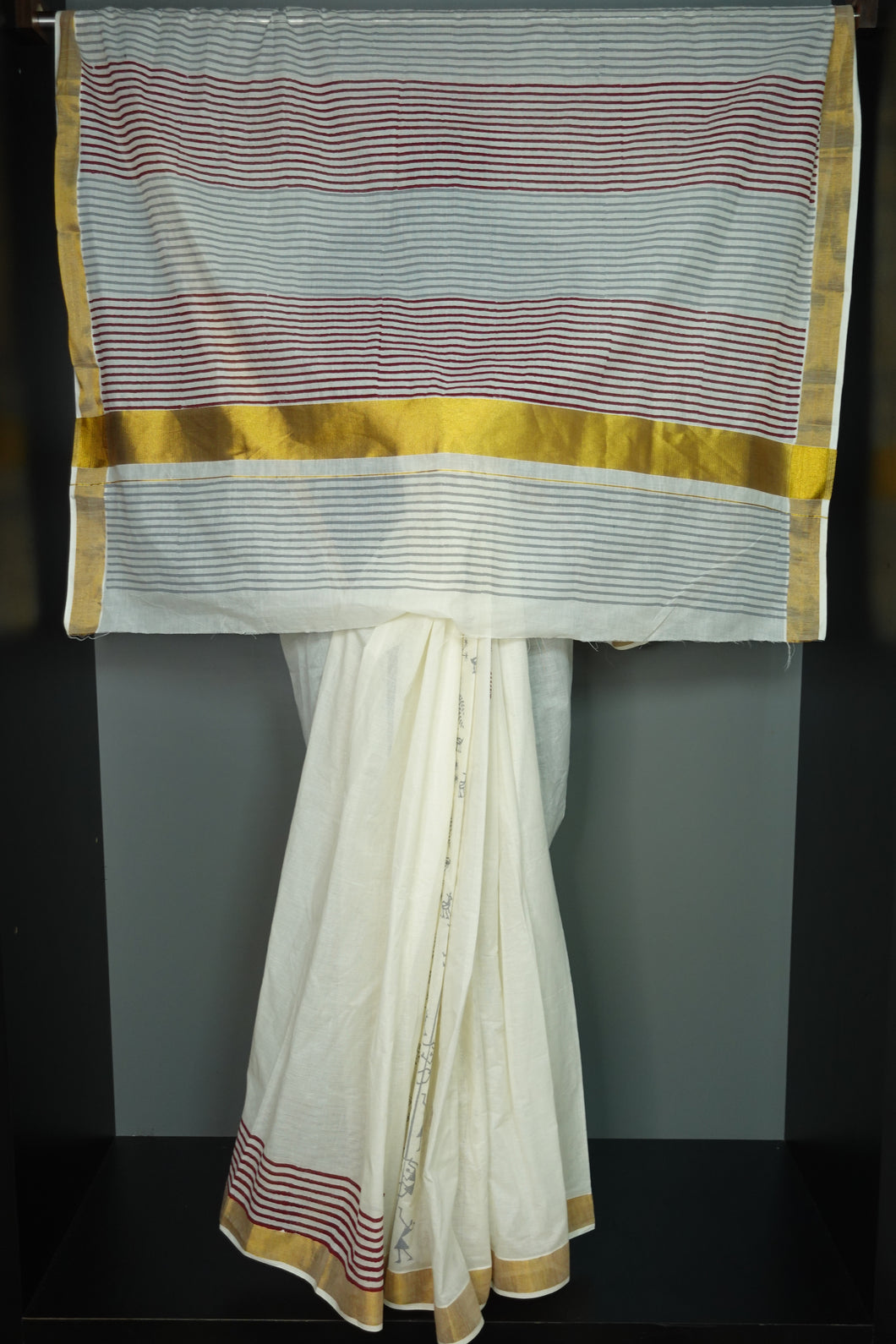 Kerala Cotton Sarees With Traditional Print Designs | KP107