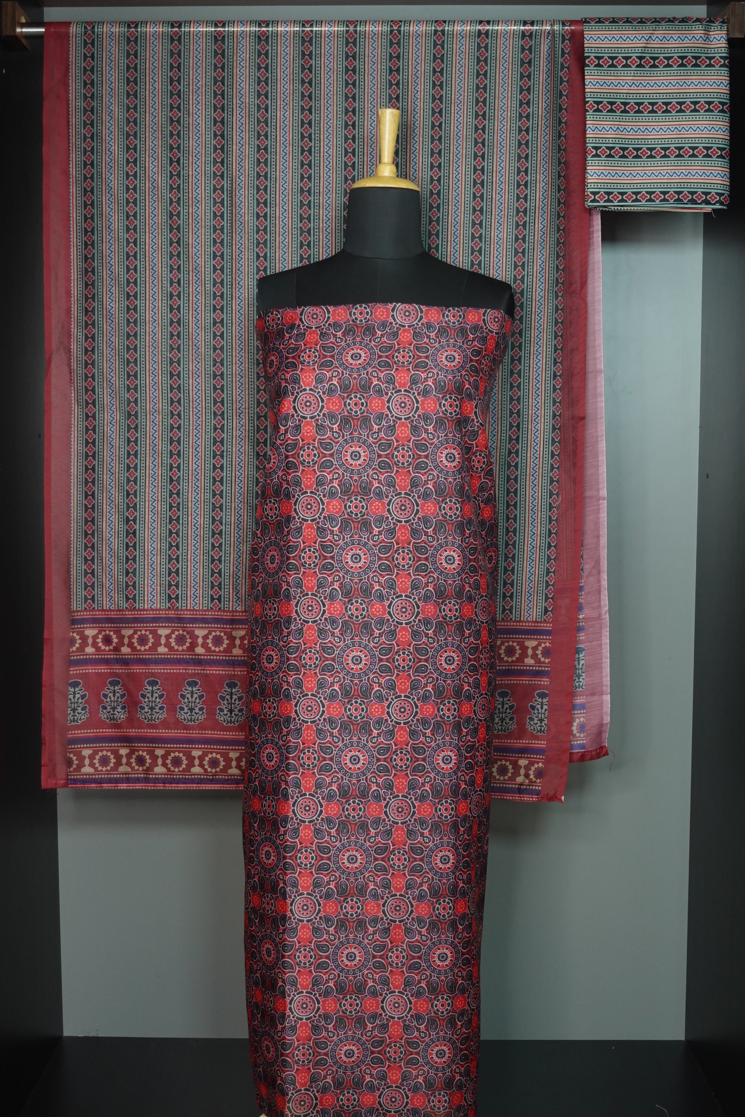 Pink Color Digital Printed Ajrak Salwar Sets  | NA342